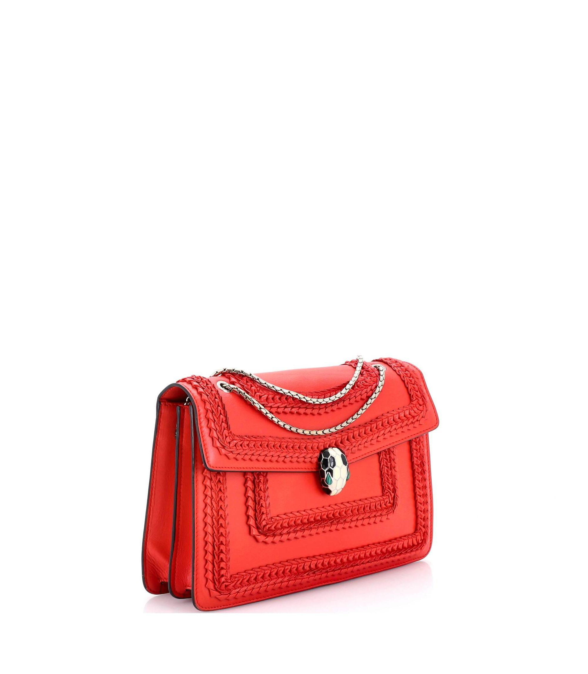 Medium Serpenti Forever Square Shoulder Bag Plisse Leather — Image 6