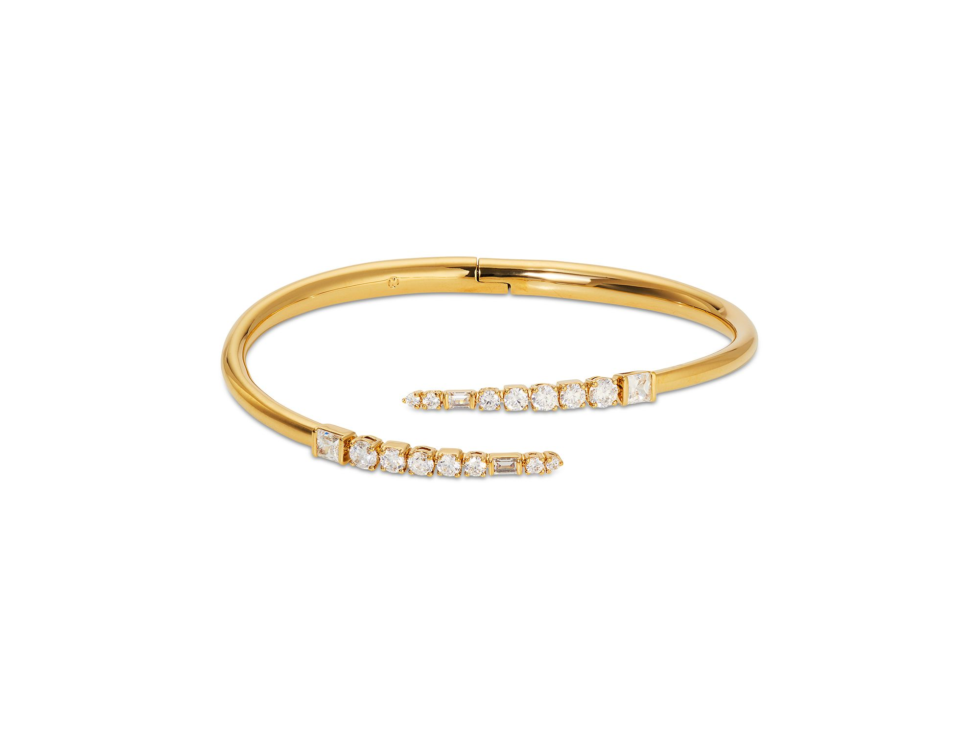 Cubic Zirconia Bypass Bangle Bracelet in 18K Gold Plated - Image 1