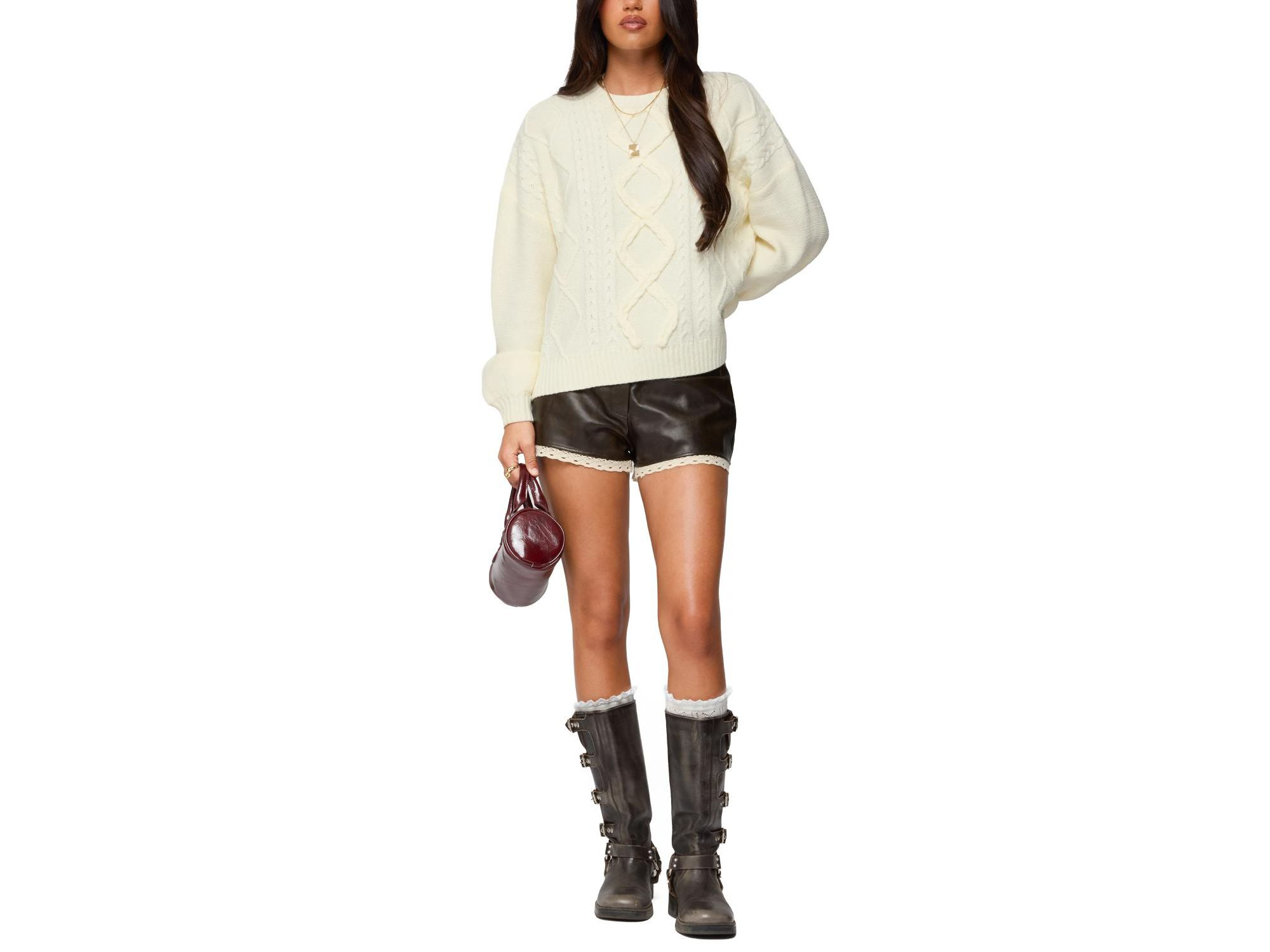 Braided Cable Knit Oversized Sweater — Image 4