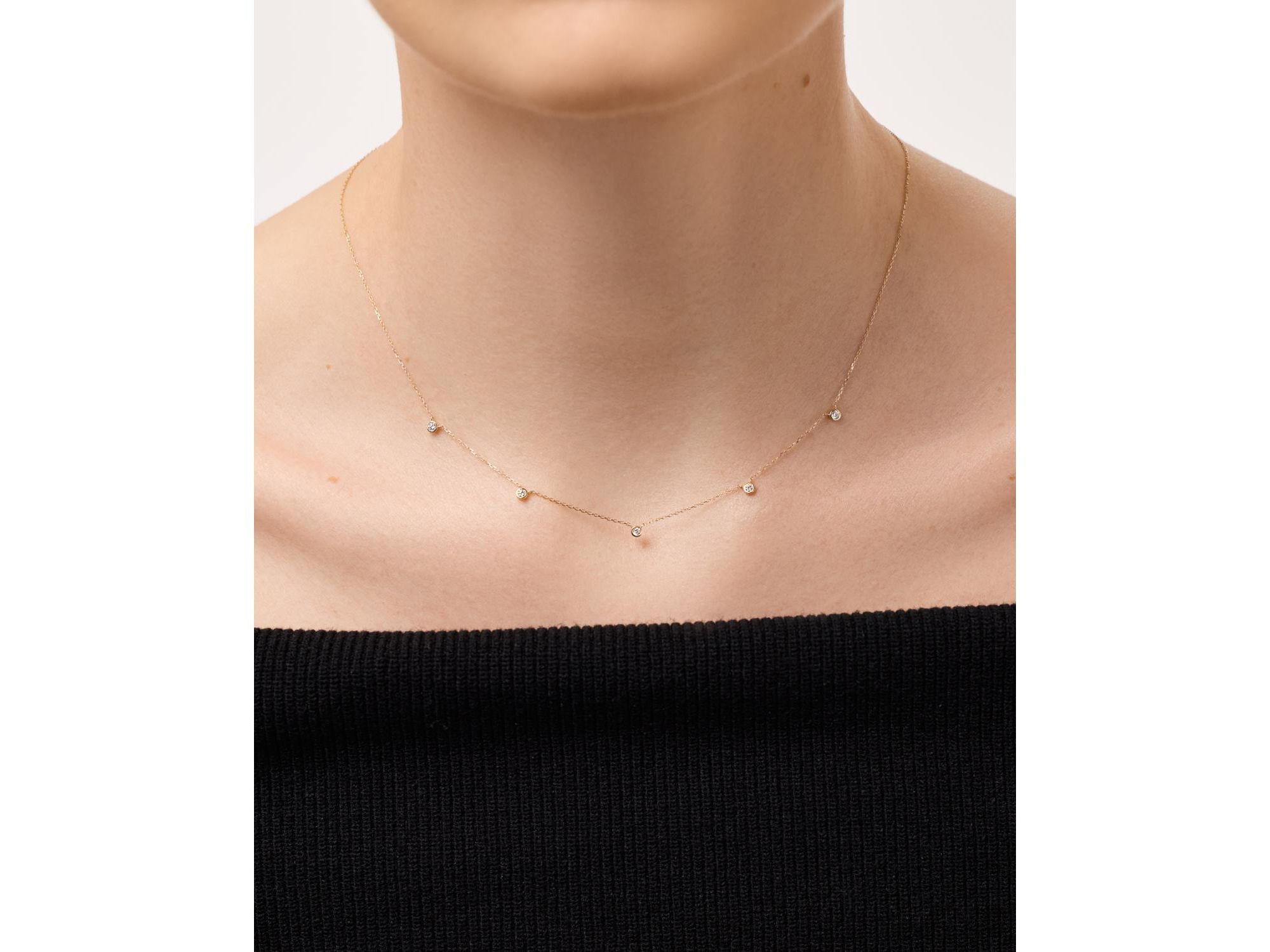 Solid Yellow Gold Lab-Grown Diamond Station Necklace — Image 3
