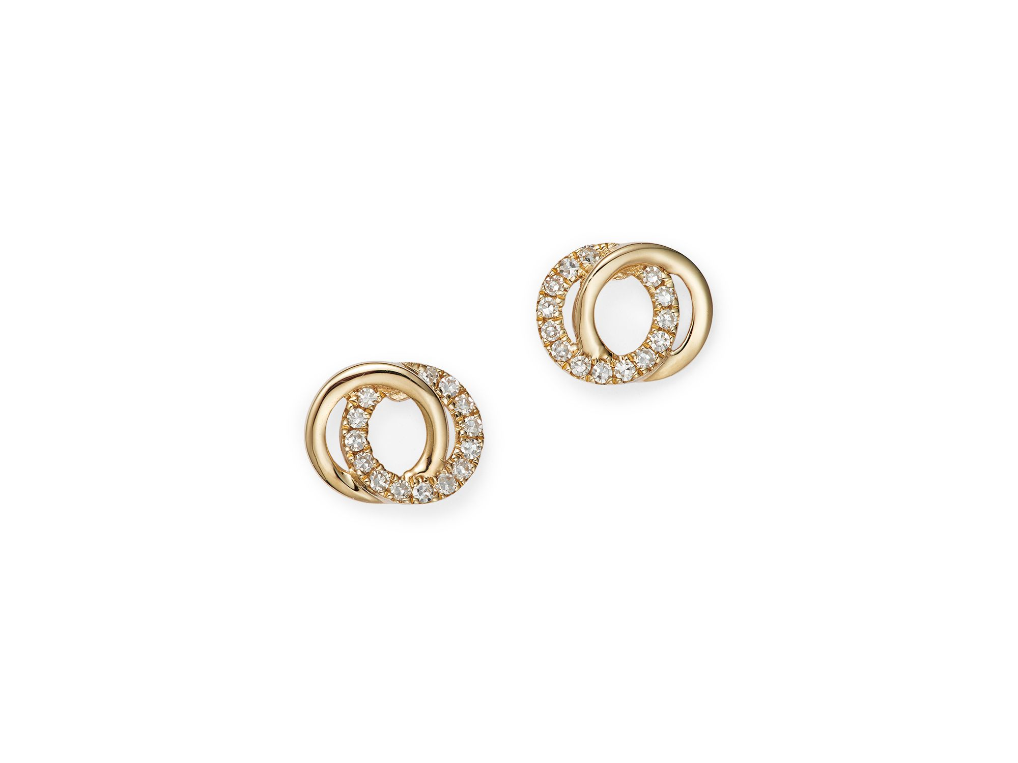 14K Yellow Gold Diamond Knot Stud Earrings - Exclusive — Image 4