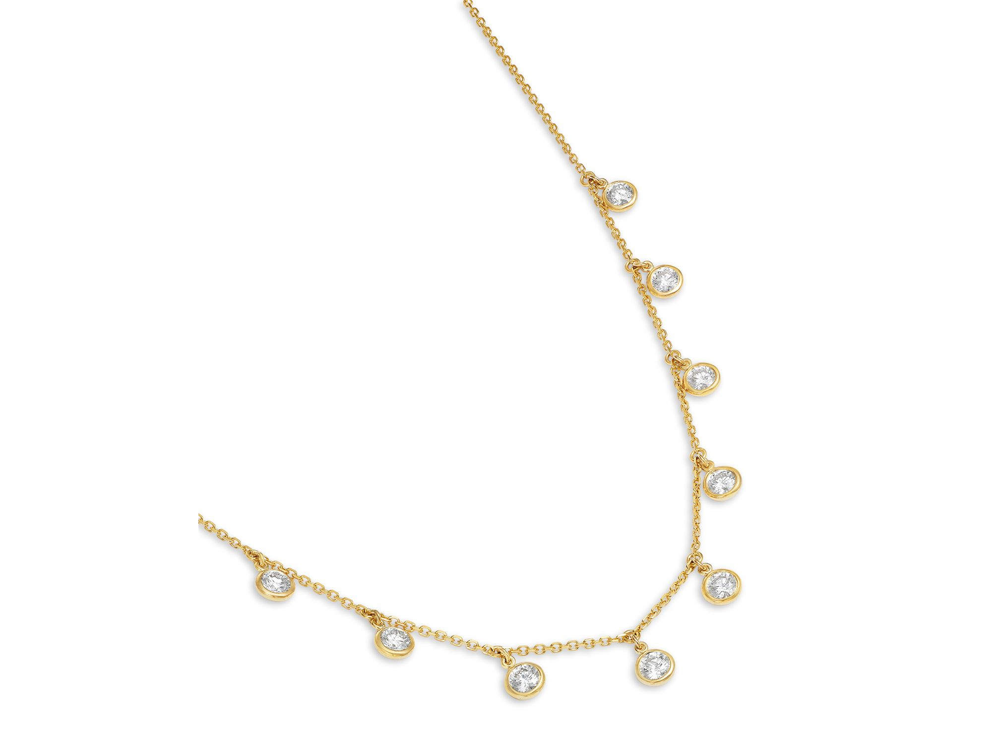 Diamond Station Droplet Collar Necklace in 14K Gold, 1.2 tcw — Image 3