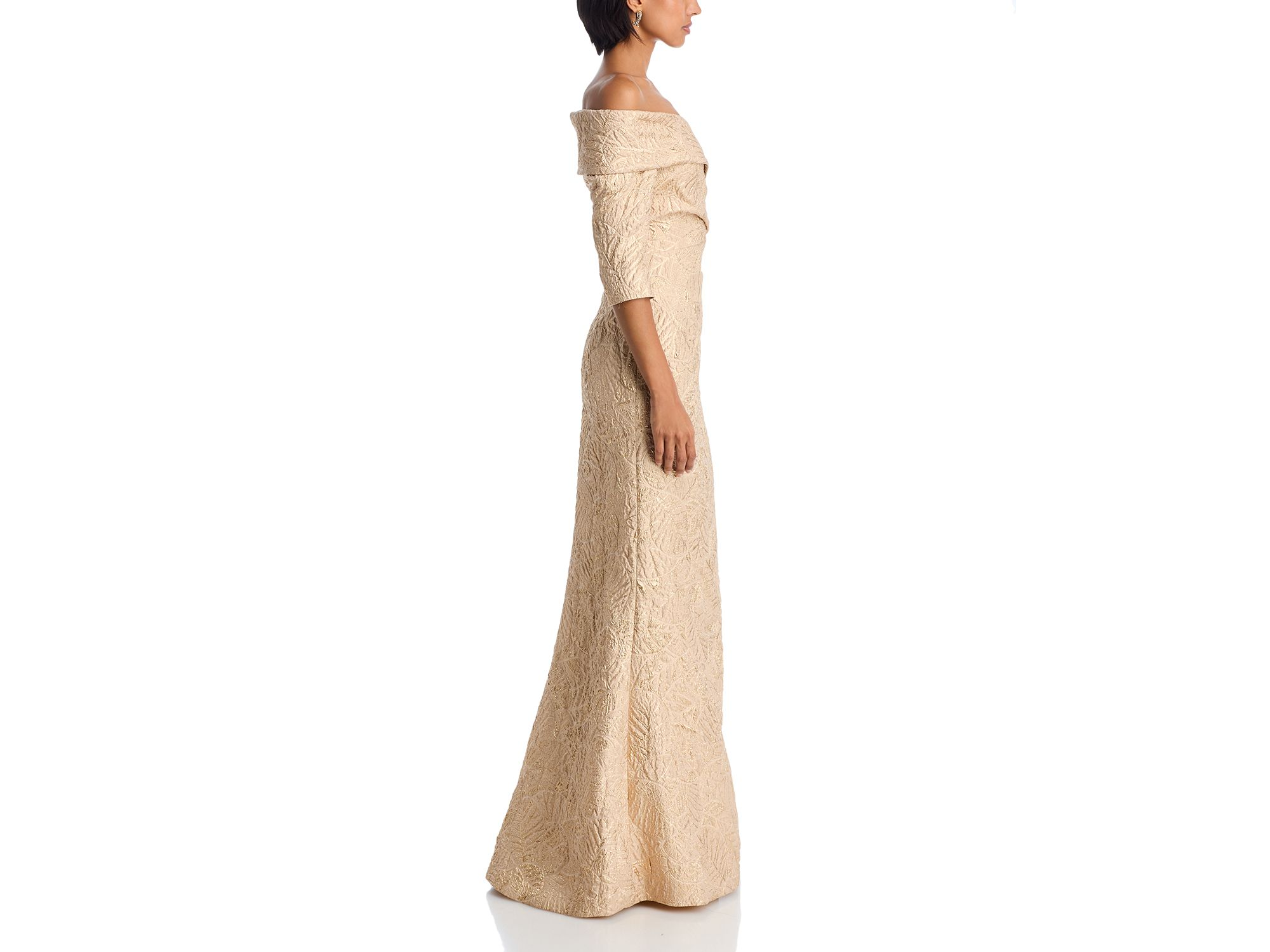 Off-the-Shoulder Metallic Jacquard Gown — Image 5