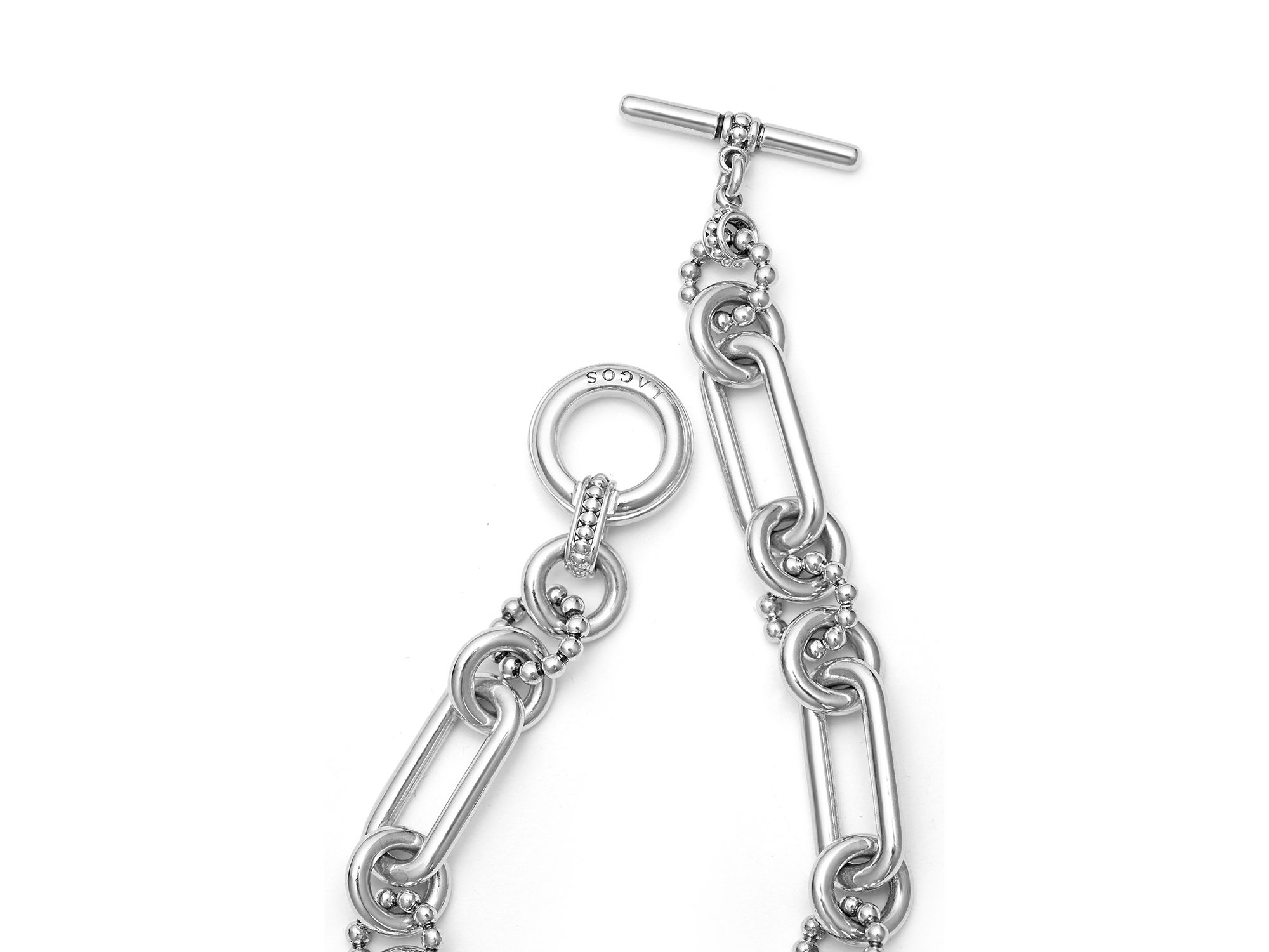 Sterling Signature Caviar Mixed Link Bracelet — Image 3