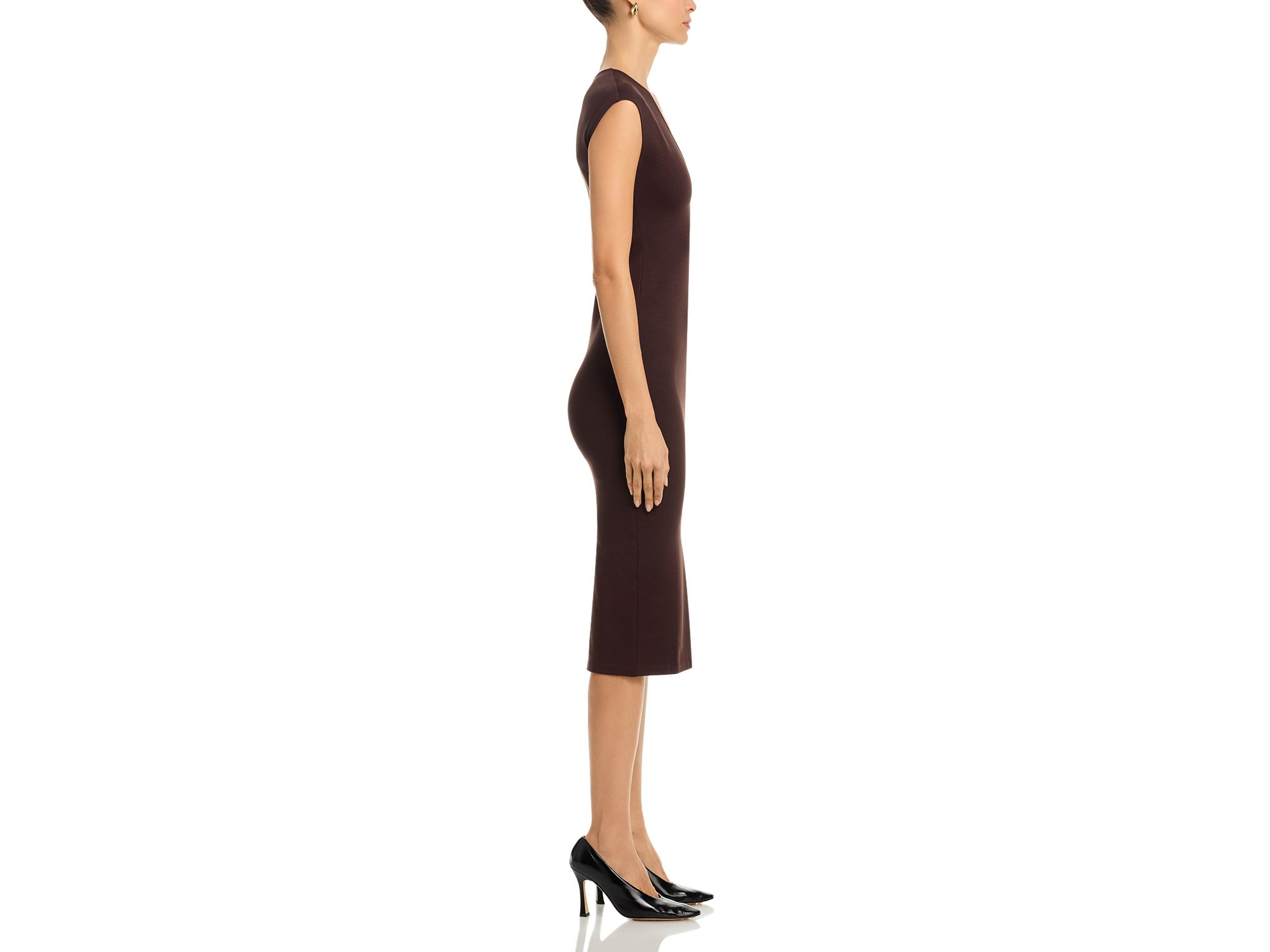 V Neck Ponte Short Sleeved Midi Dress - Exclusive — Image 5