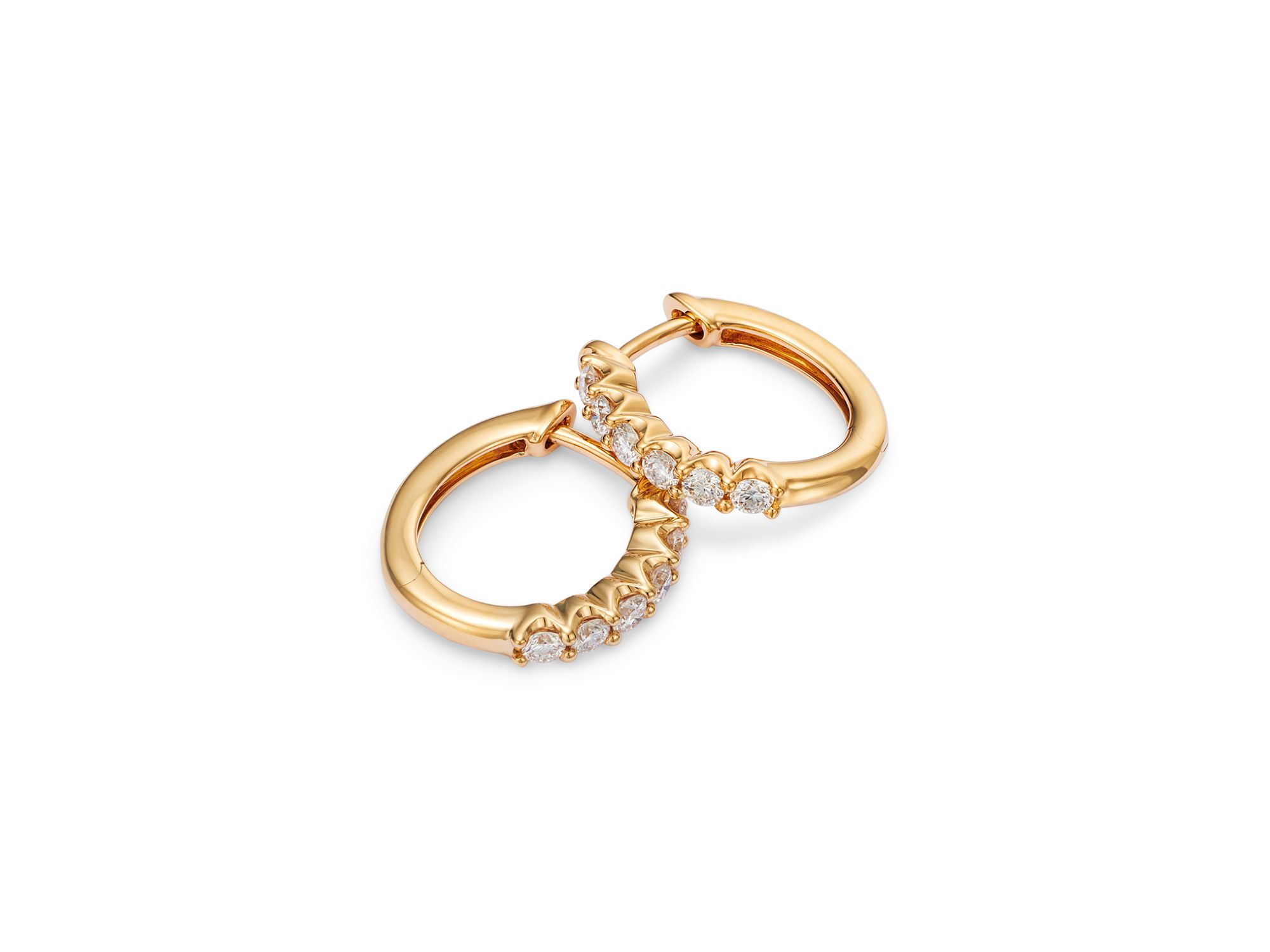 Diamond Small Hoop Earrings in 14K Gold, 0.34 tcw — Image 7