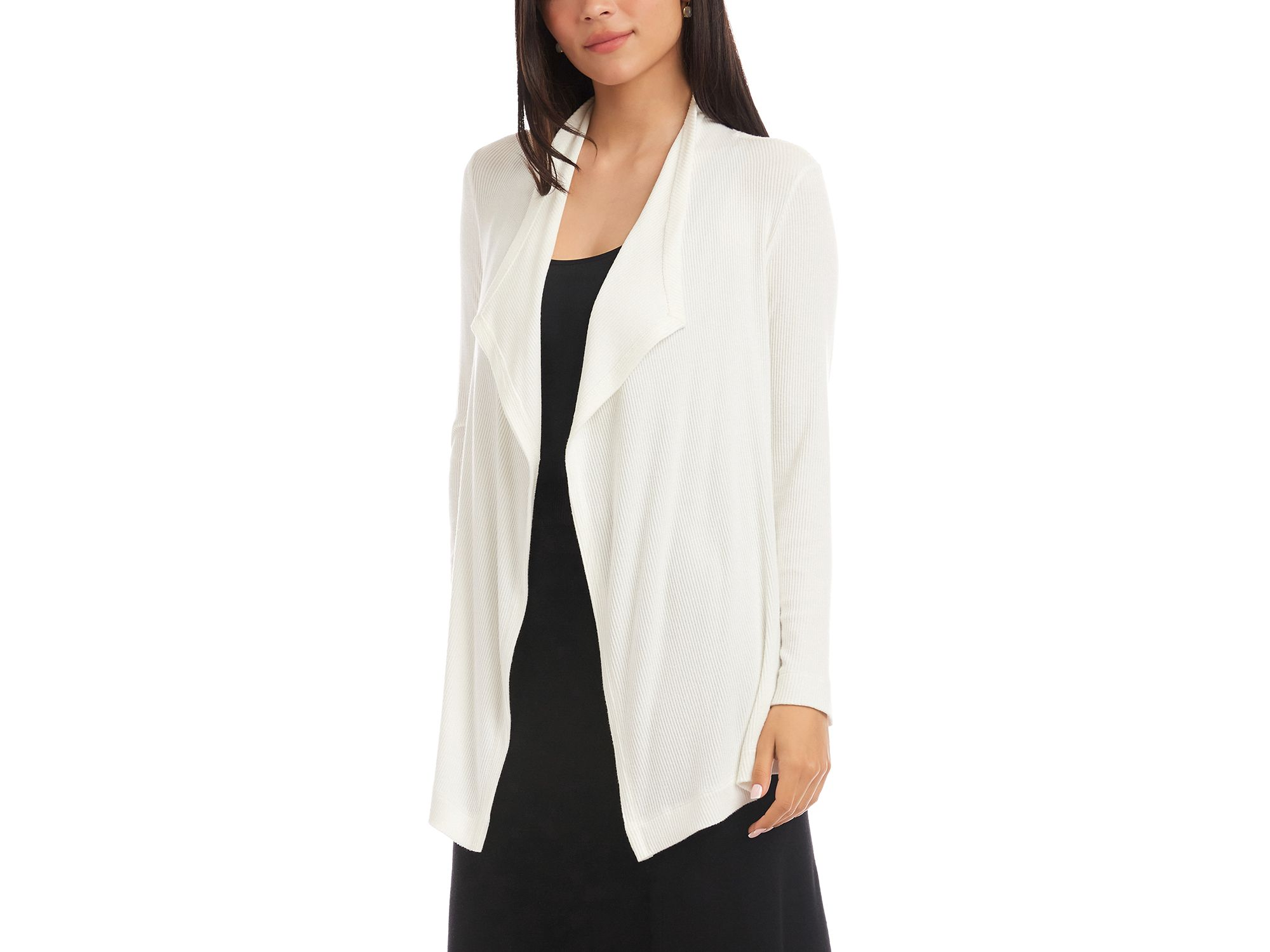 Ribbed Front Draped Cardigan — Image 3