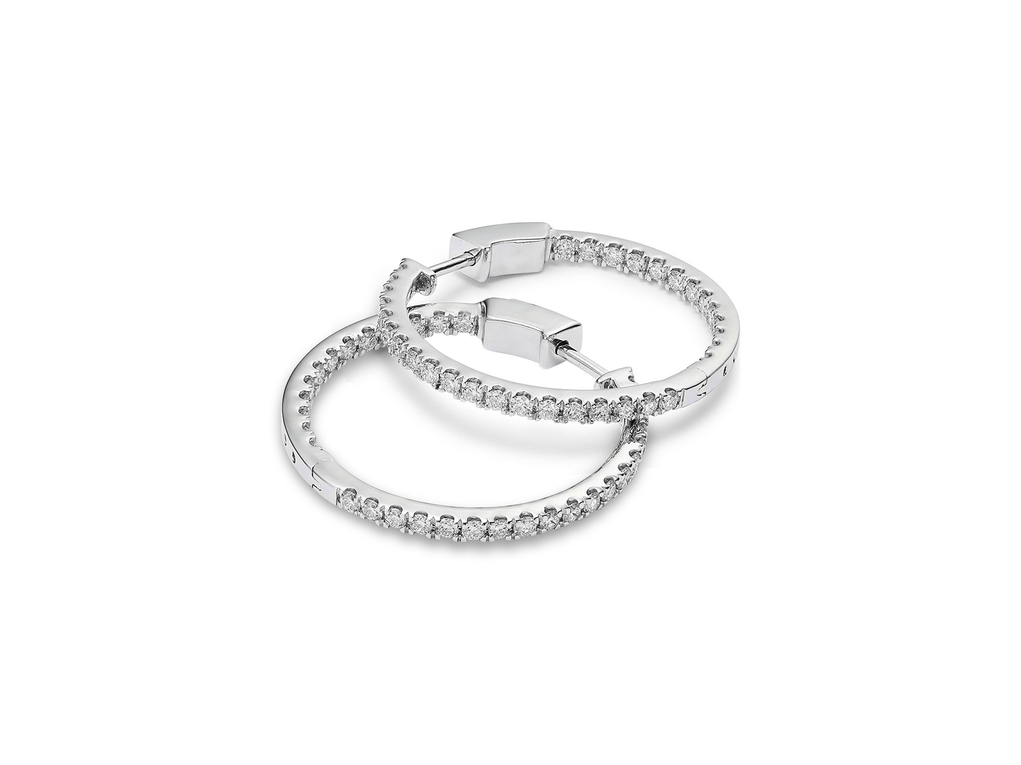 Luxe Collection Certified Lab Grown Diamond Inside Out Hoop Earrings in 14K White Gold, 1.50 tcw — Image 3