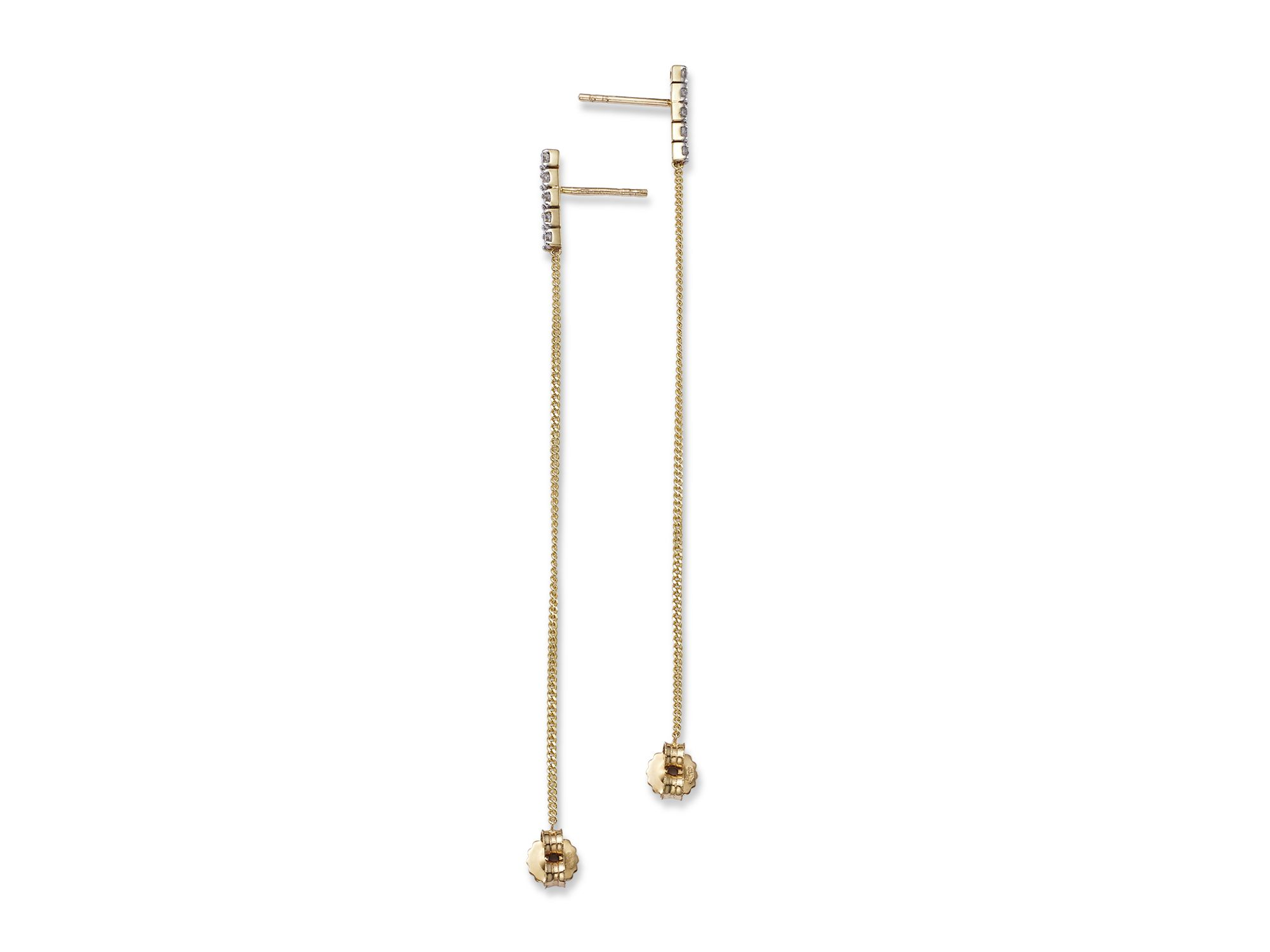 Diamond Vertical Bar Chain Earrings in 14K Yellow Gold, 0.25 tcw — Image 4