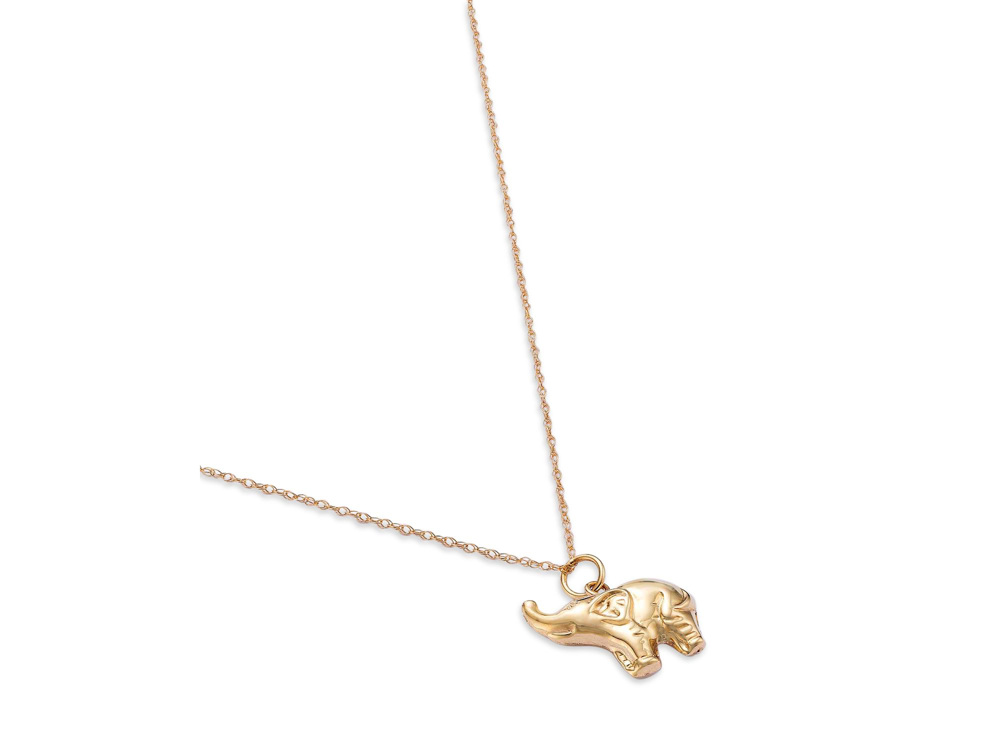 Baby Elephant Pendant Necklace in 14K Yellow Gold, 18" — Image 3