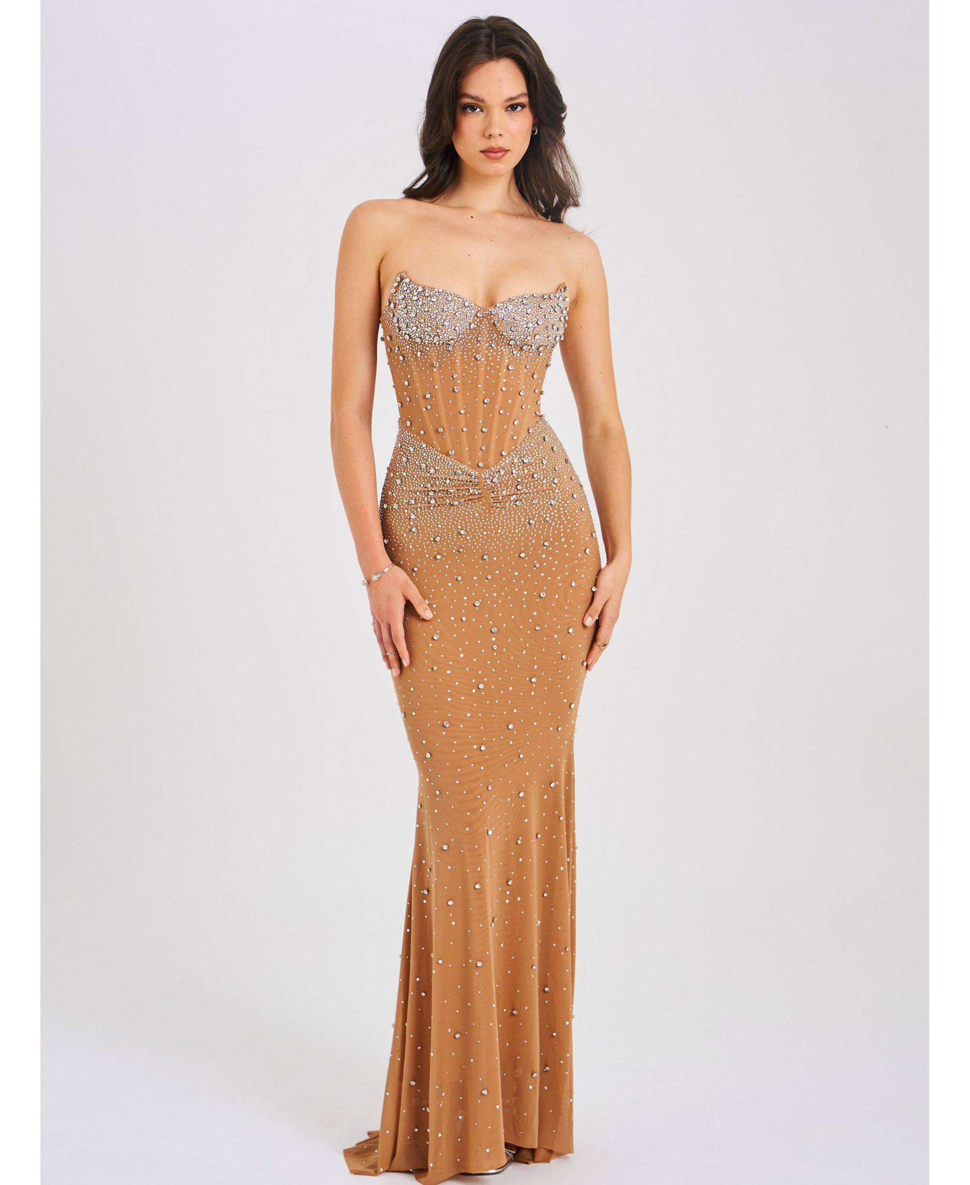 Fatima Embellished Sleeveless Corset Mermaid Maxi Dress — Image 8