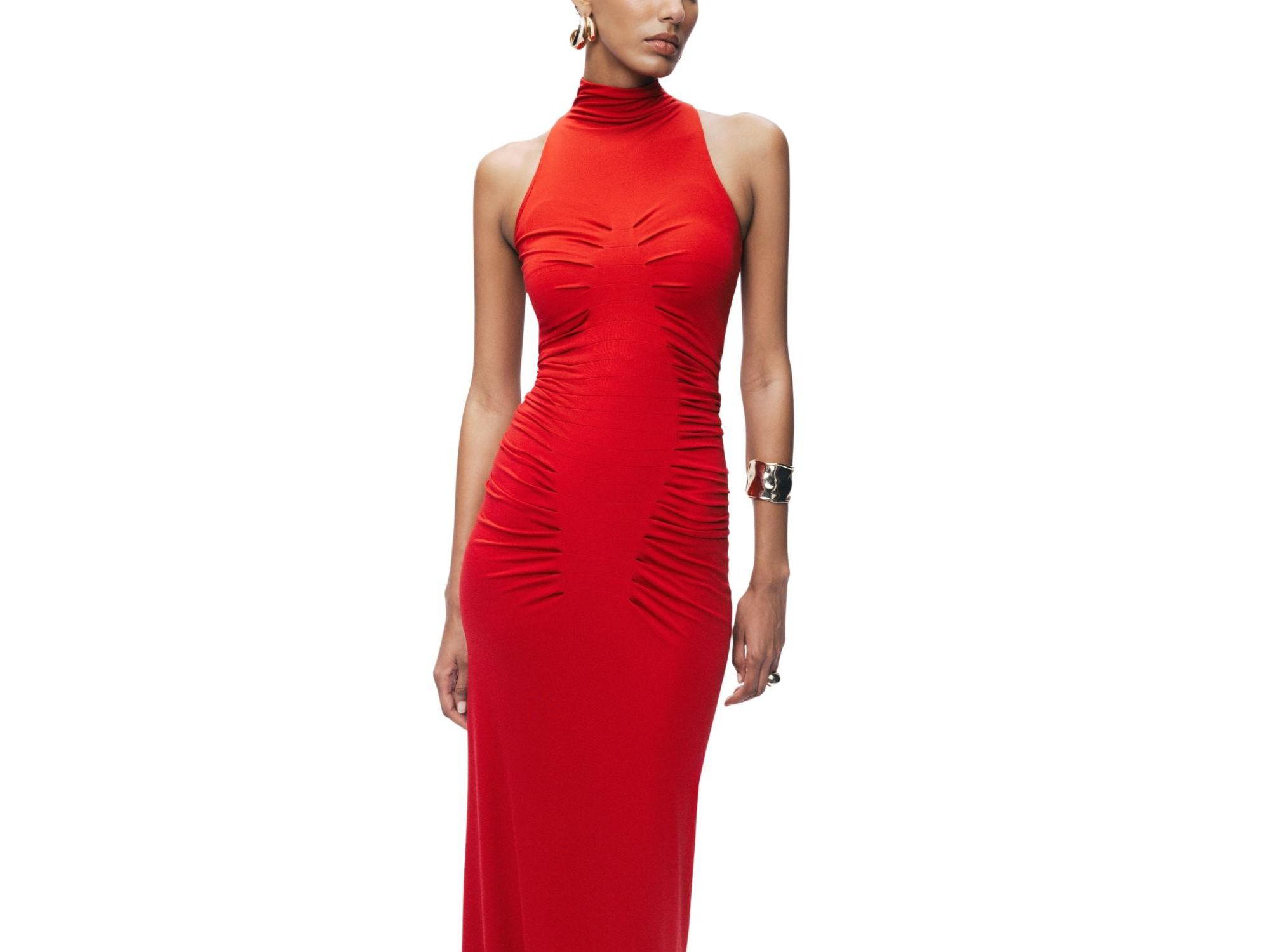 Ruched High-Neck Maxi Dress — Image 3