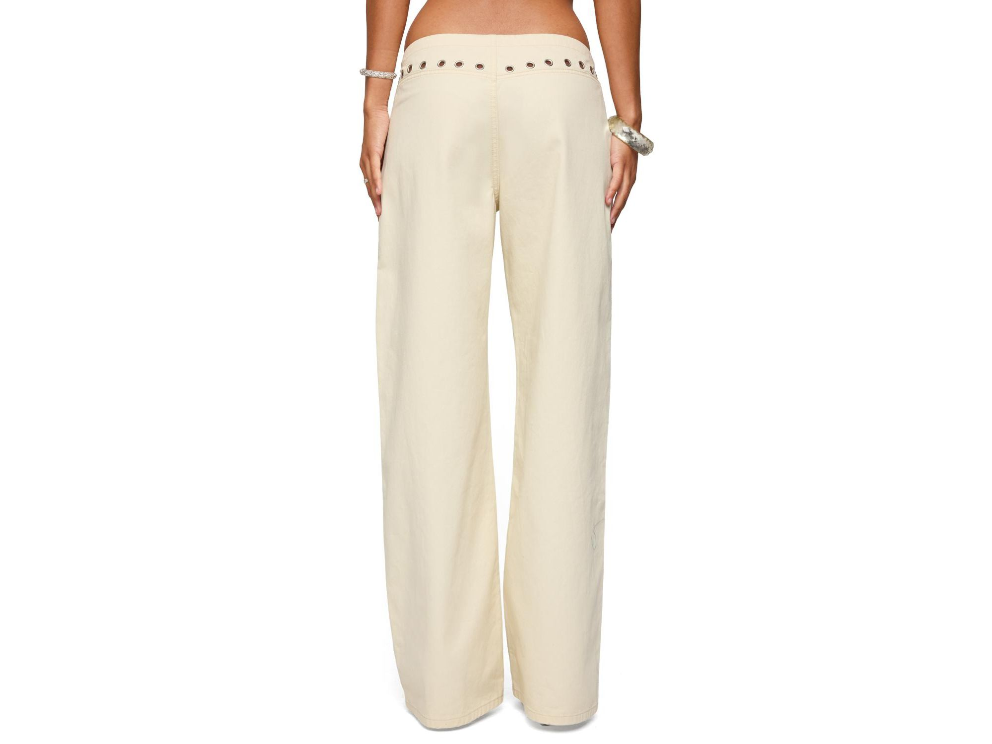 Grommet Tie Waist Low Rise Colored Wash Jeans — Image 3