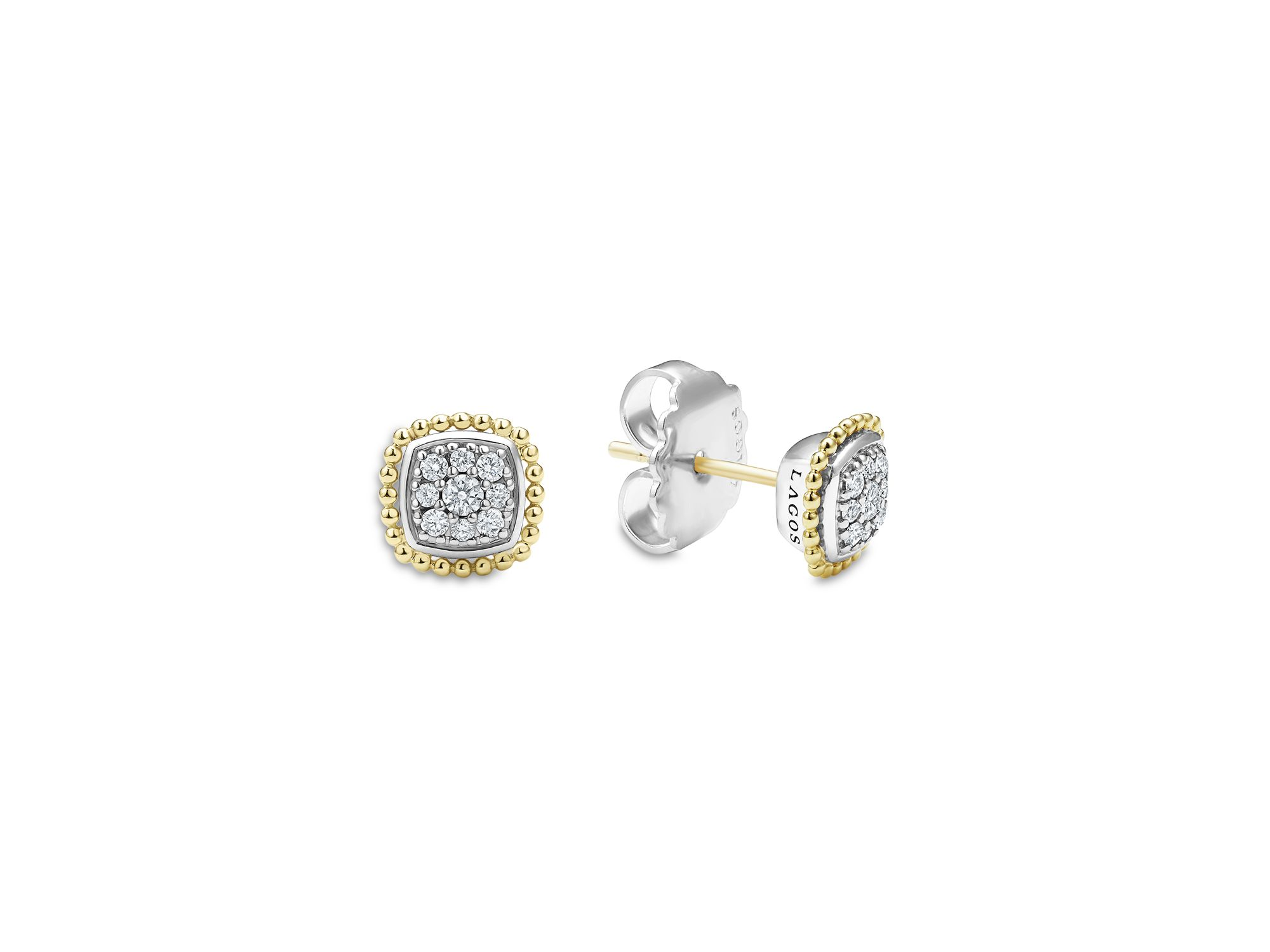 18K Yellow Gold & Sterling Rittenhouse Diamond Cluster Stud Earrings — Image 4