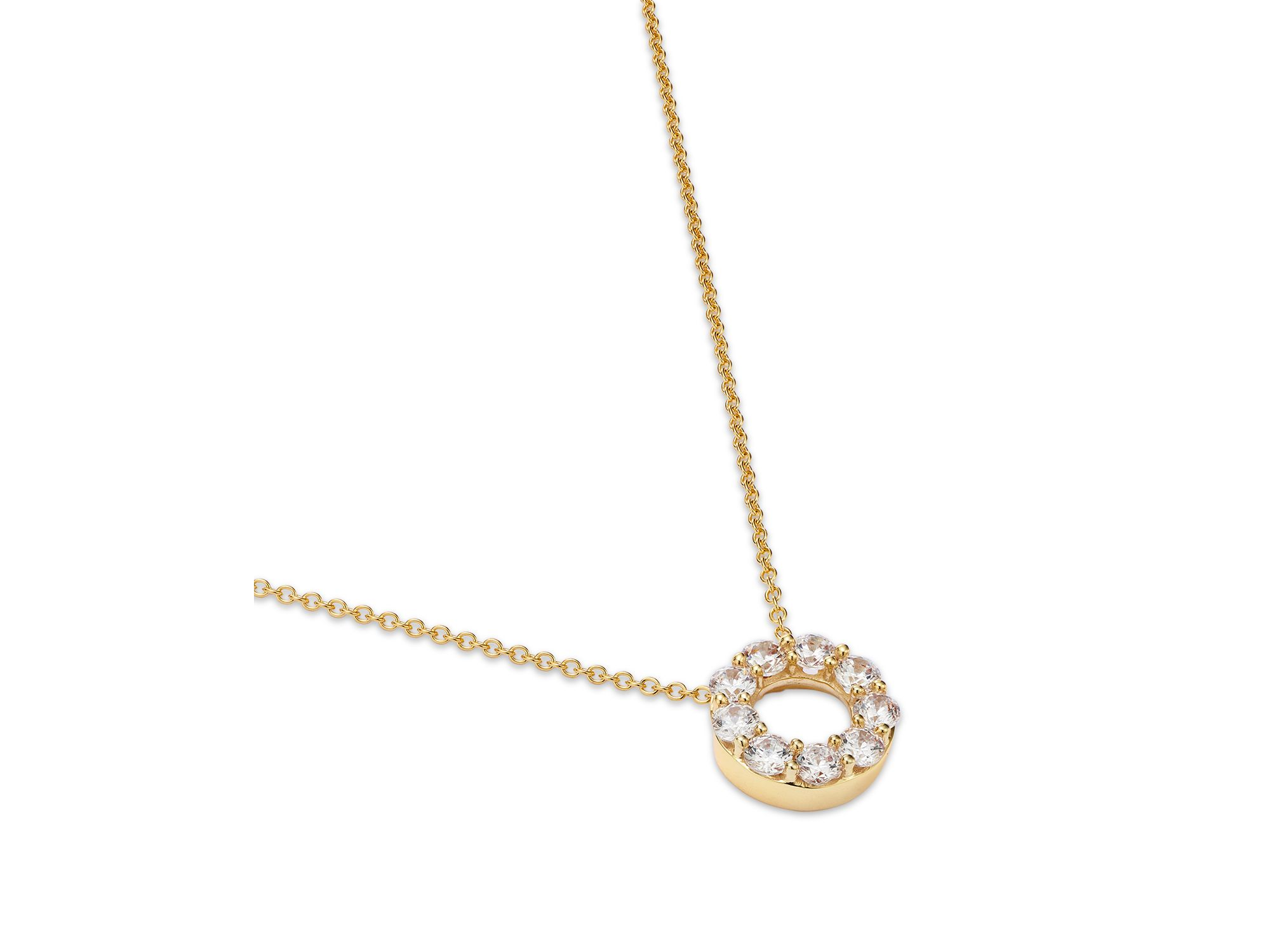 Diamond Circle Pendant Necklace in 14K Yellow Gold, 0.65 tcw — Image 3