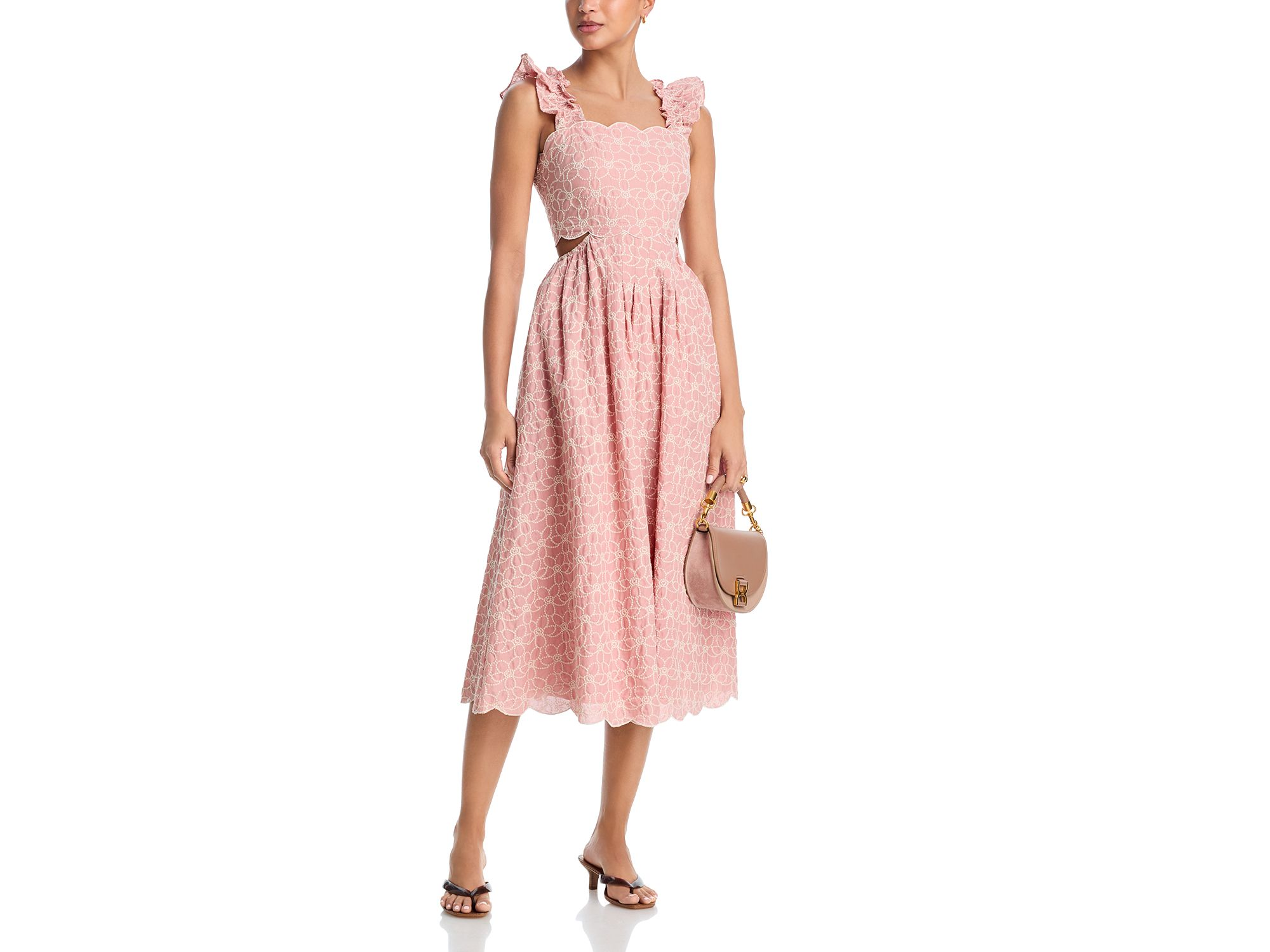 Embroidered Scallop Midi Dress - Exclusive — Image 4