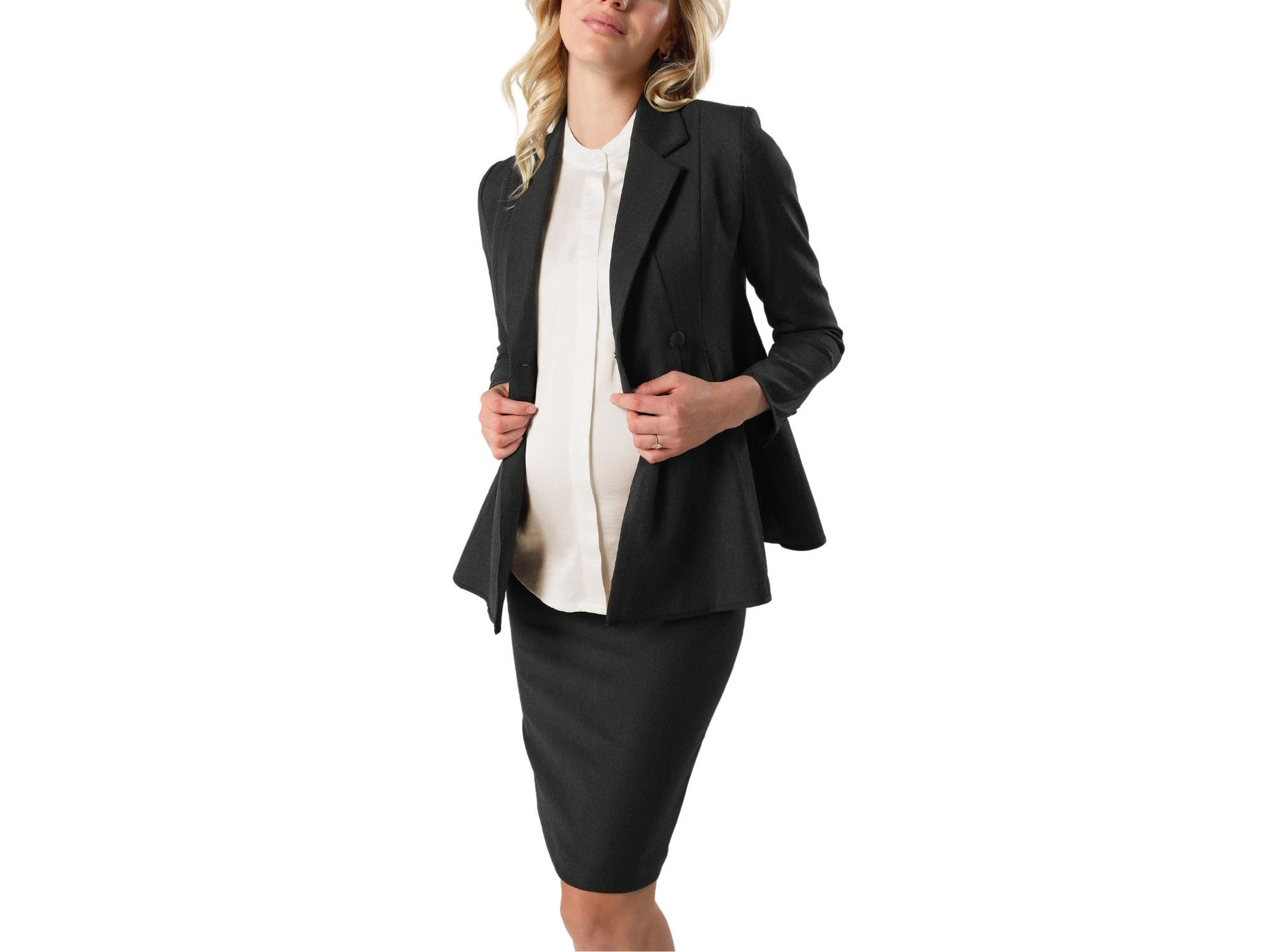 Women's Short Sleeve Satin Maternity Shell Top with Concealed Nursing Zip — Image 6