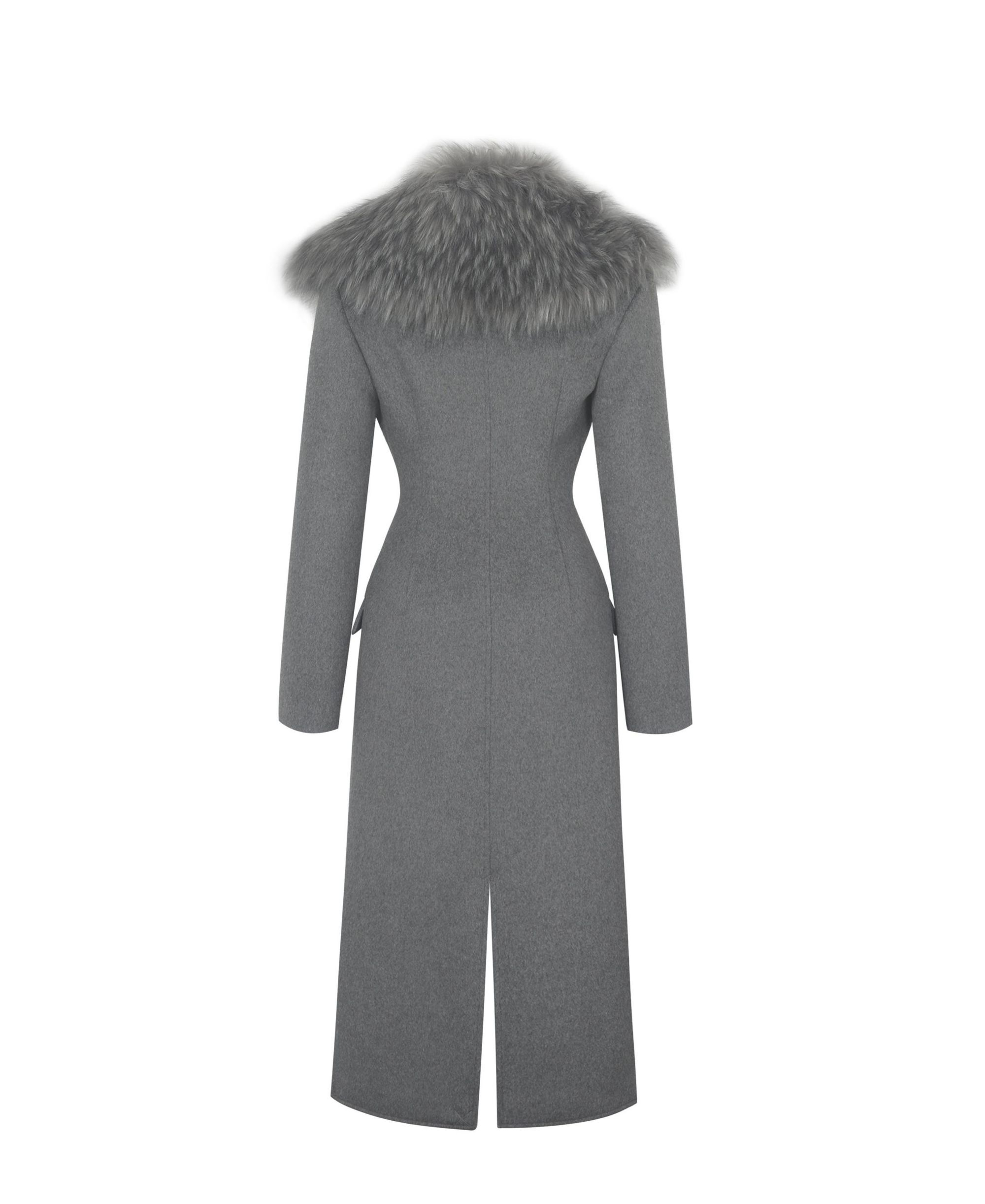 Faye Wool Blend Coat with Removable Faux Fur Collar — Image 10