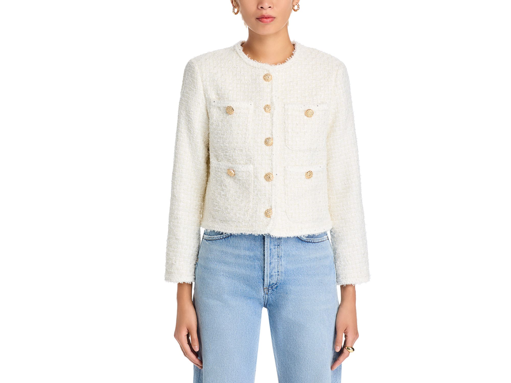 Tweed Collarless Jacket - Exclusive — Image 4