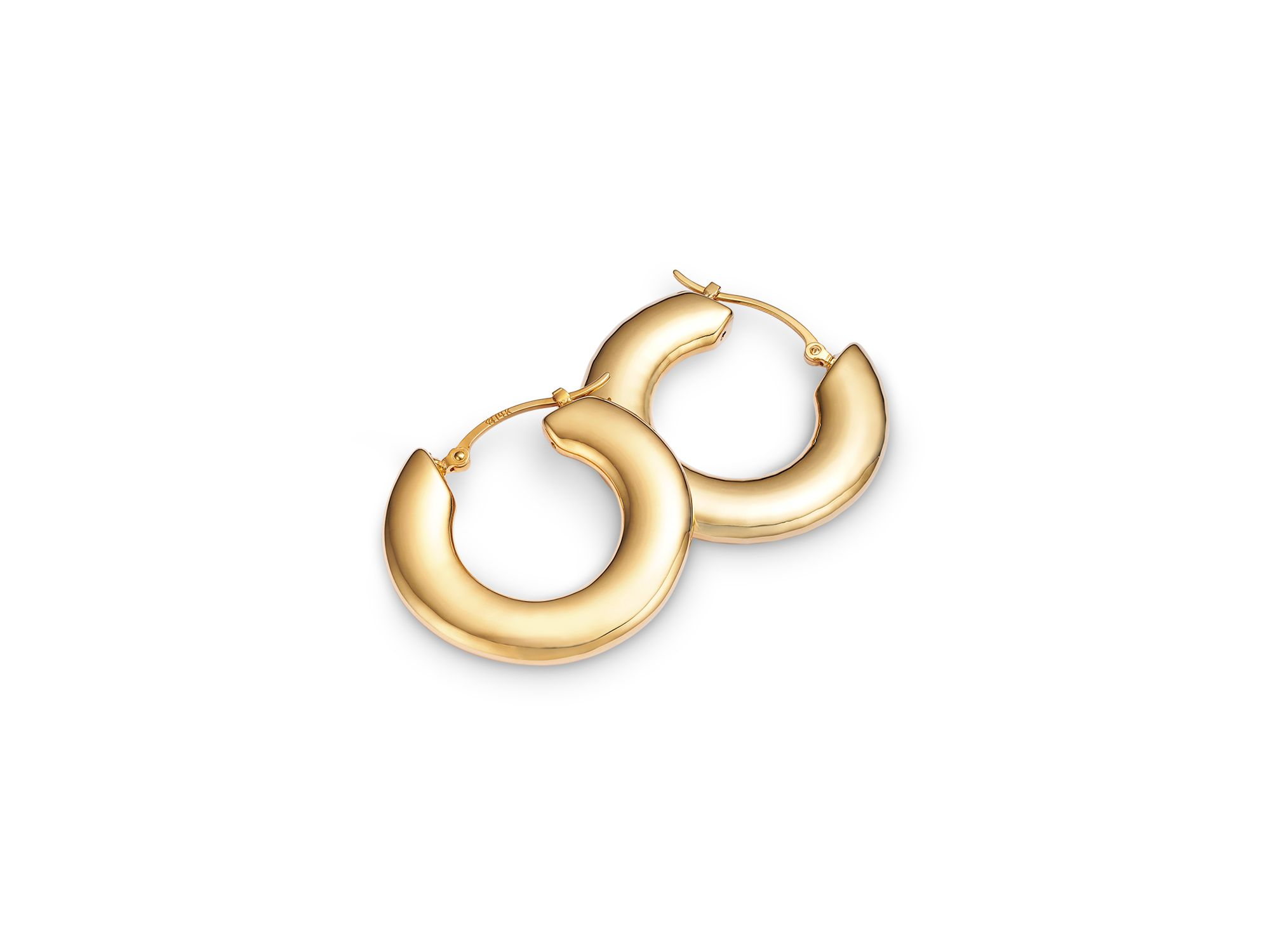 Polished Small Hoop Earrings in 14K Yellow Gold — Image 3