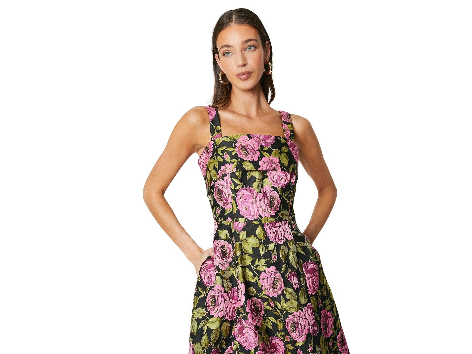 Wide Strap Jacquard Midi Dress — Image 3