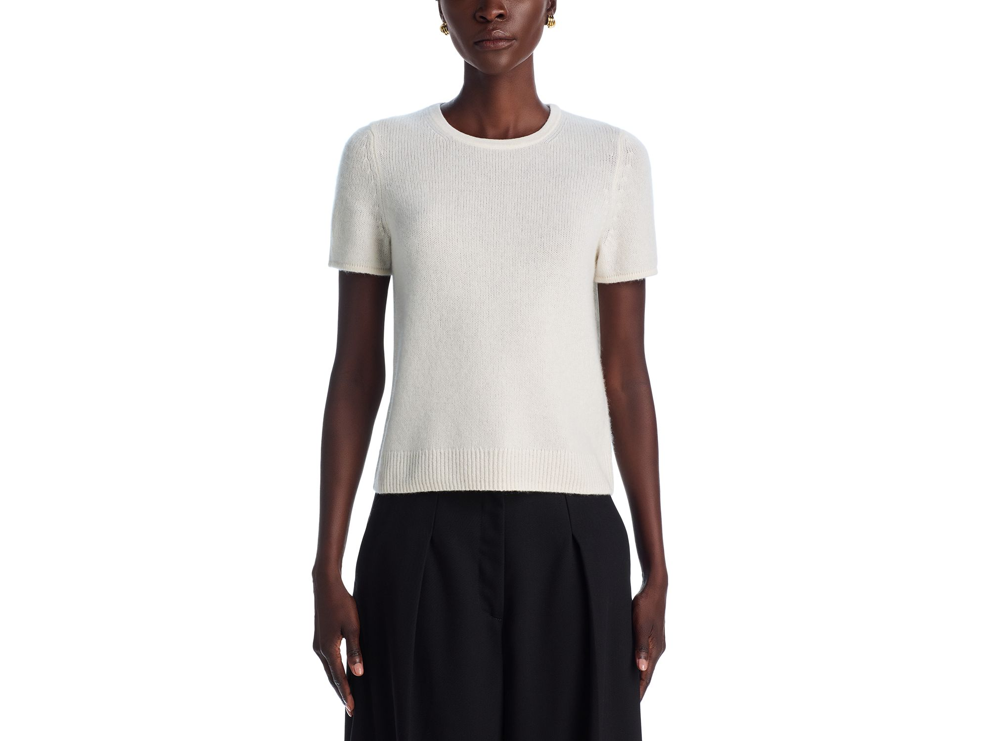 100% Cashmere Short Sleeve Shell Top - Exclusive — Image 3