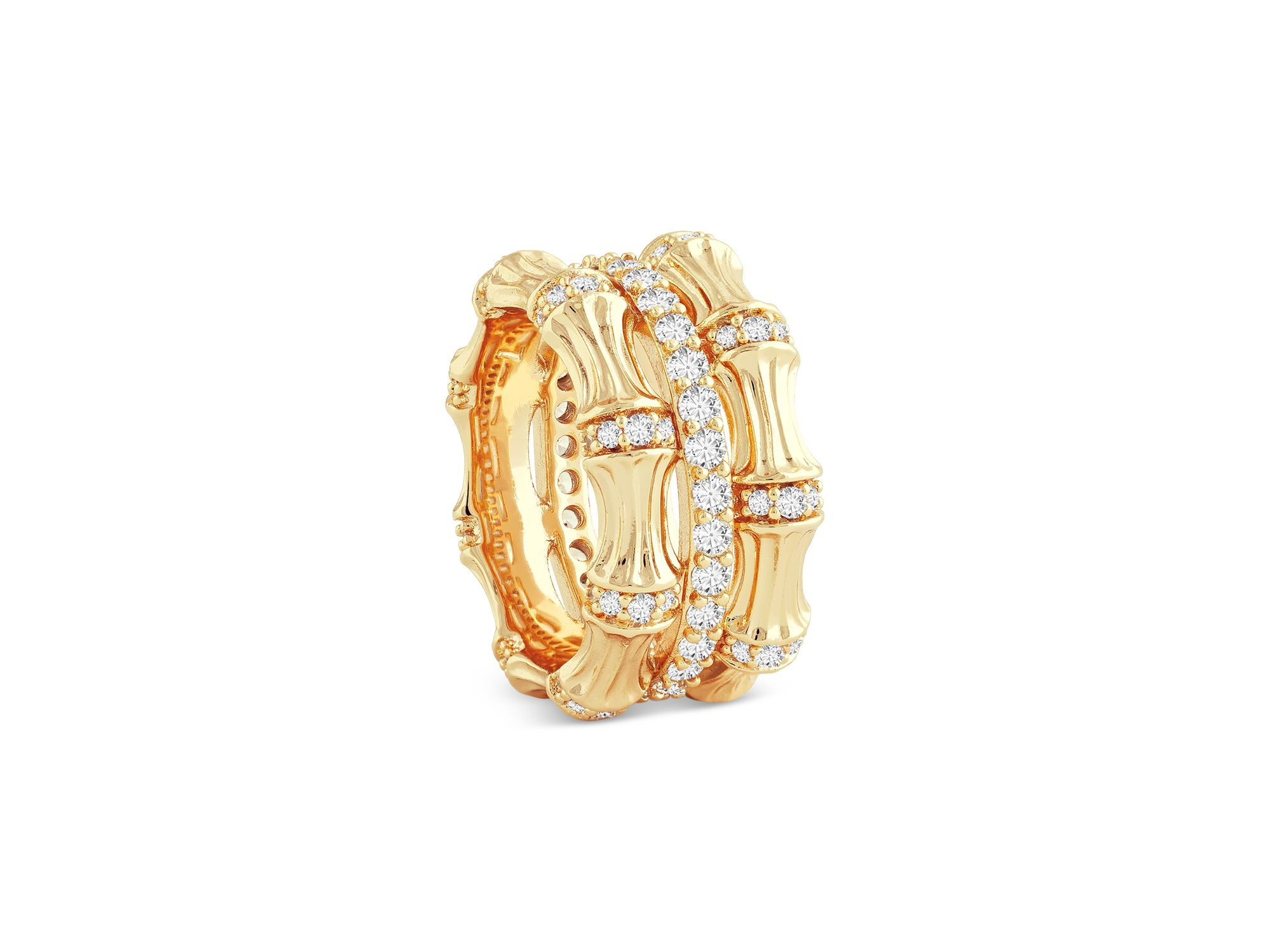Sculpted Bamboo Stack Ring in 18K Gold Plated — Image 3