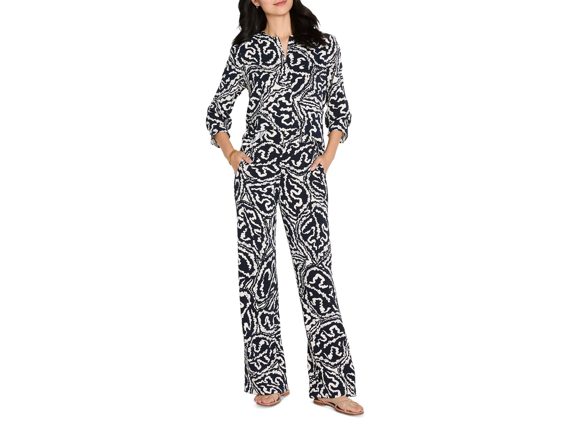 Indigo Leaf Double Crepe Top — Image 4