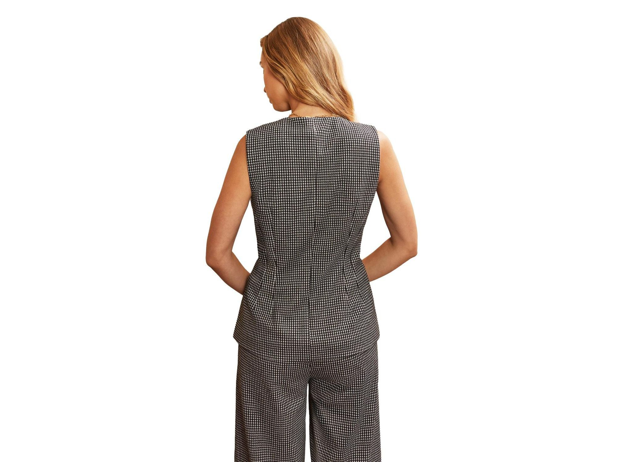 Round Neck Houndstooth Waistcoat — Image 3