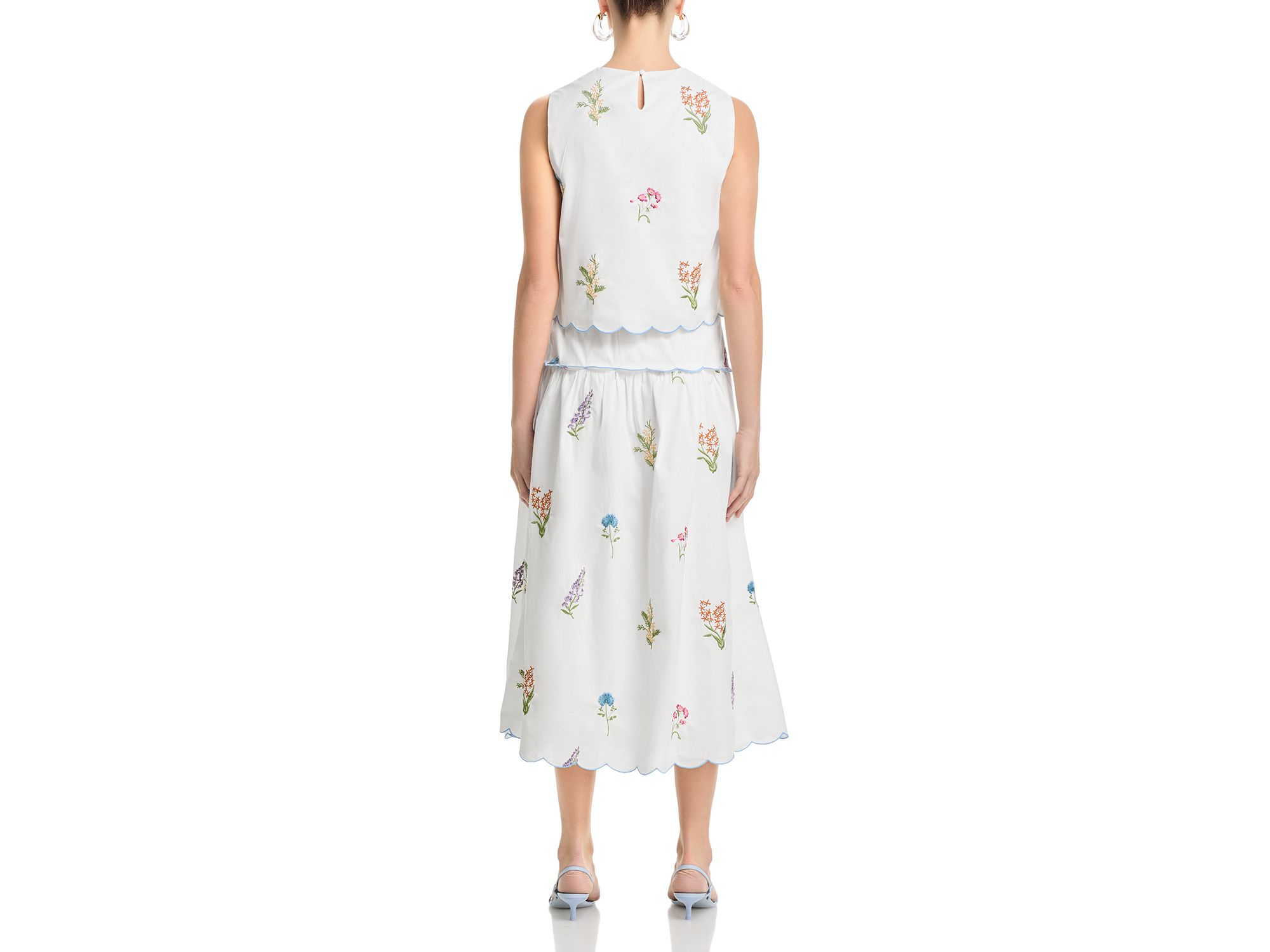 Embroidered Scallop Tank & Midi Skirt Set - Exclusive — Image 8
