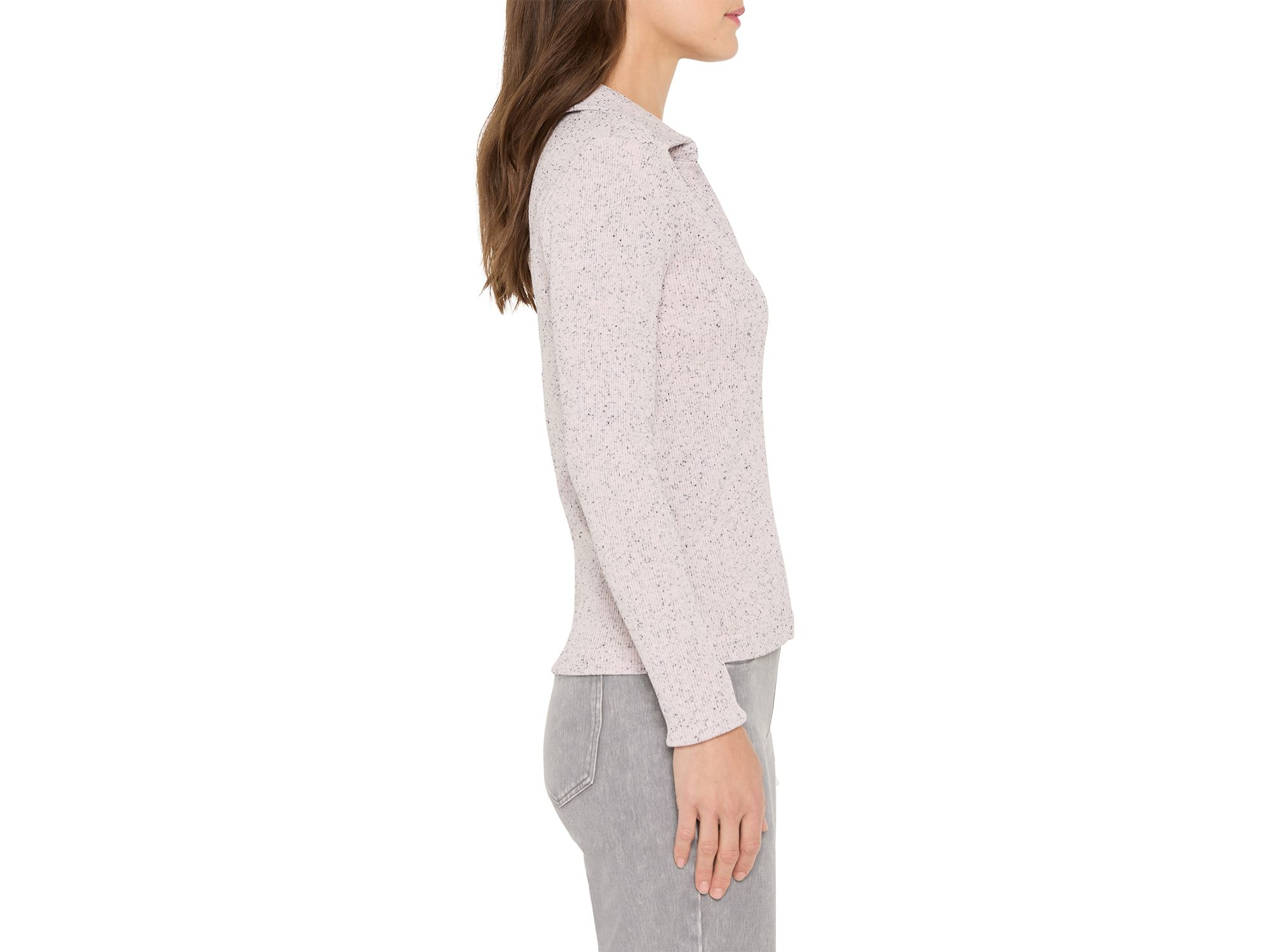 Rib Long Sleeve Polo Top — Image 3