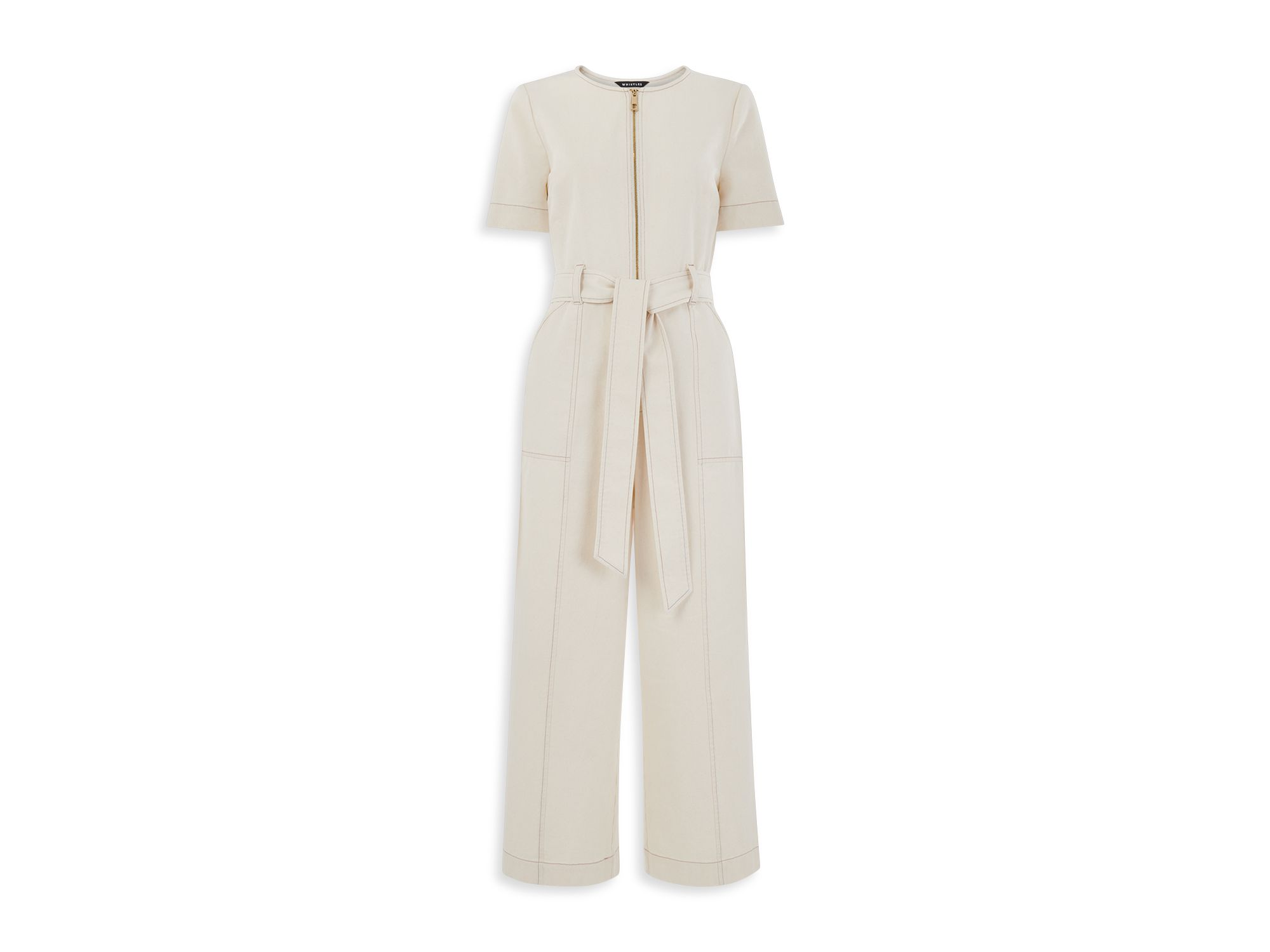 Zip Front Denim Jumpsuit — Image 5