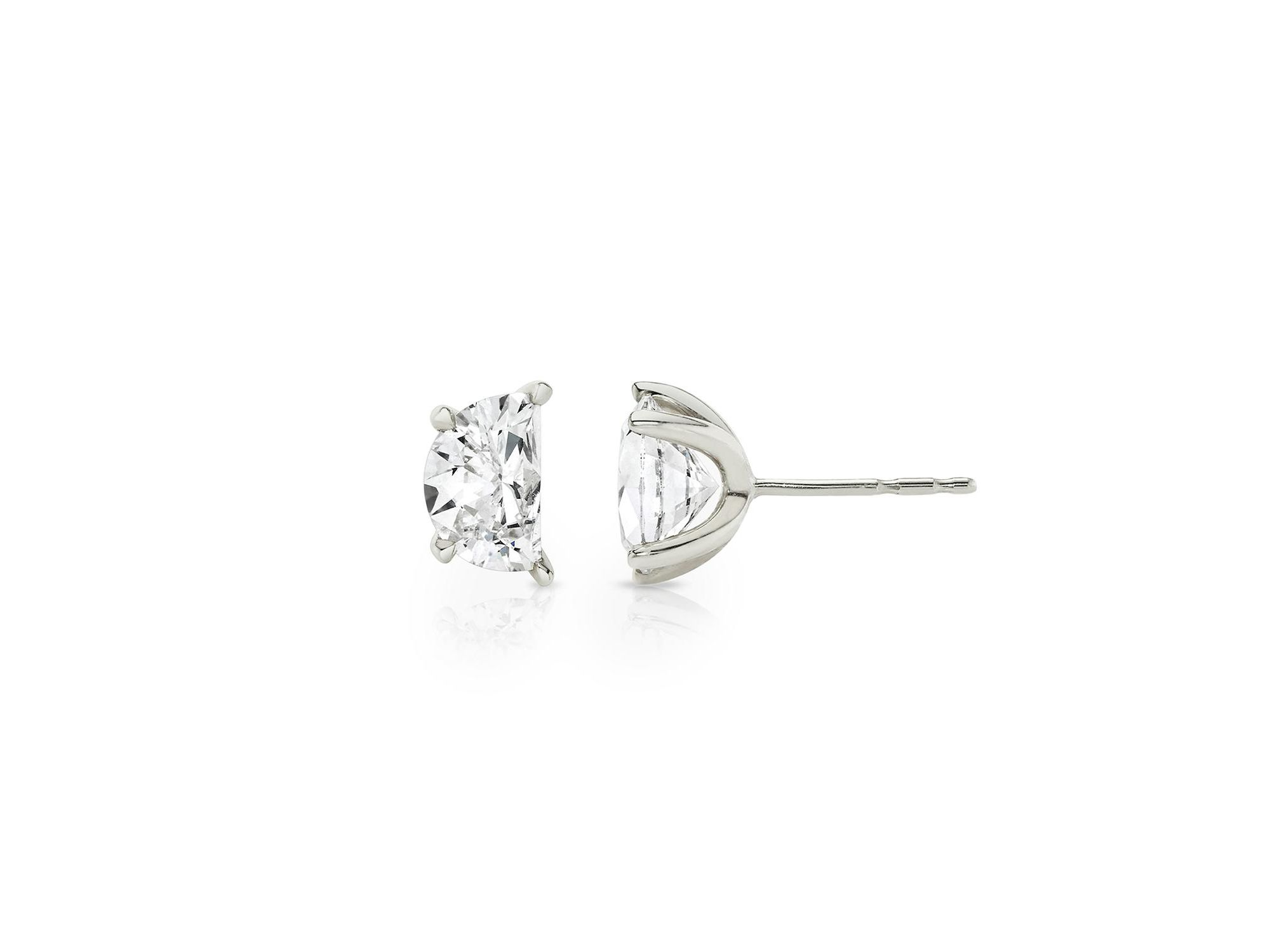 Iconic Lab-Grown Diamond Stud Earrings in 14K Yellow Gold, 1.5ctw Half Moon Lab Grown Diamonds — Image 4