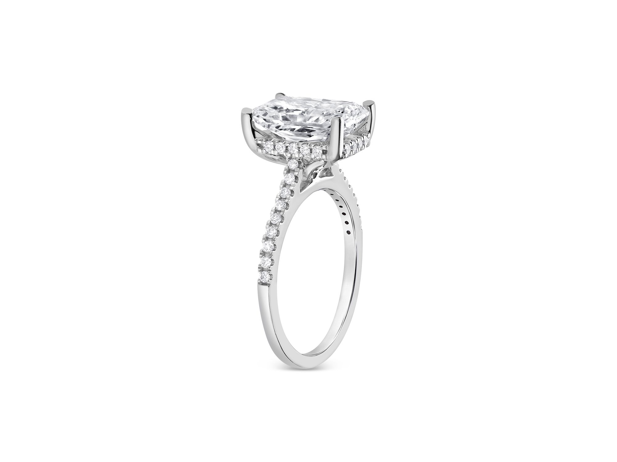 Certified Lab Grown Diamond Radiant Cut & Round Bridal Set in 18K White Gold, 4.50 tcw — Image 6