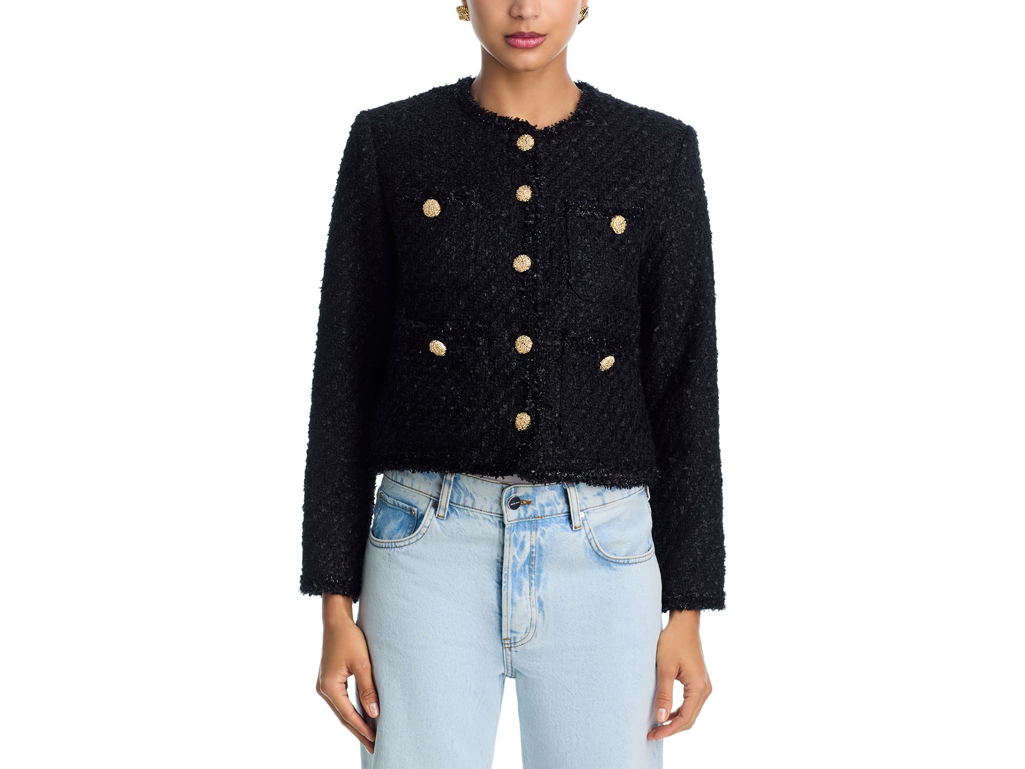 Tweed Collarless Jacket - Exclusive — Image 3