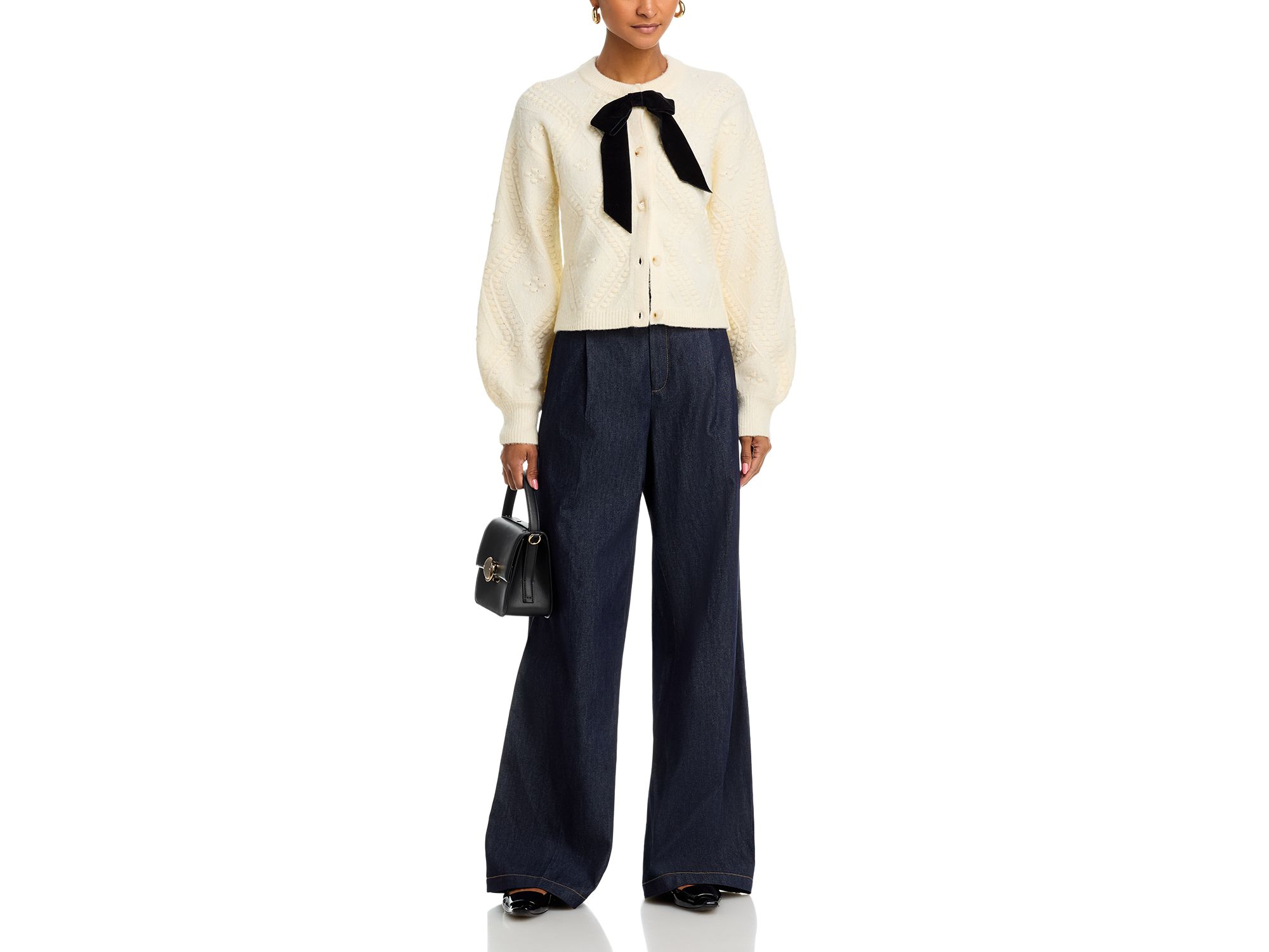 Kitty Bobble Contrast Crewneck Cardigan — Image 4