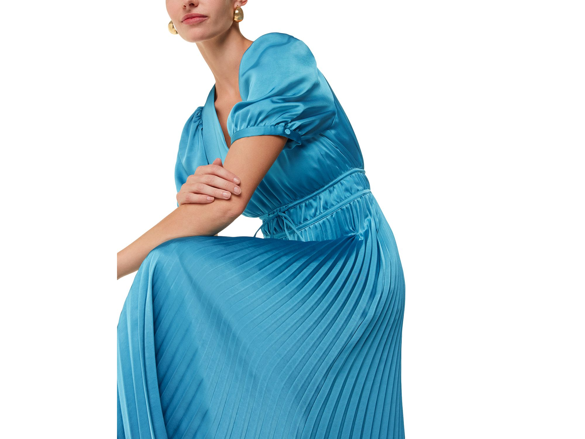 Delilah Satin Pleated Dress — Image 3