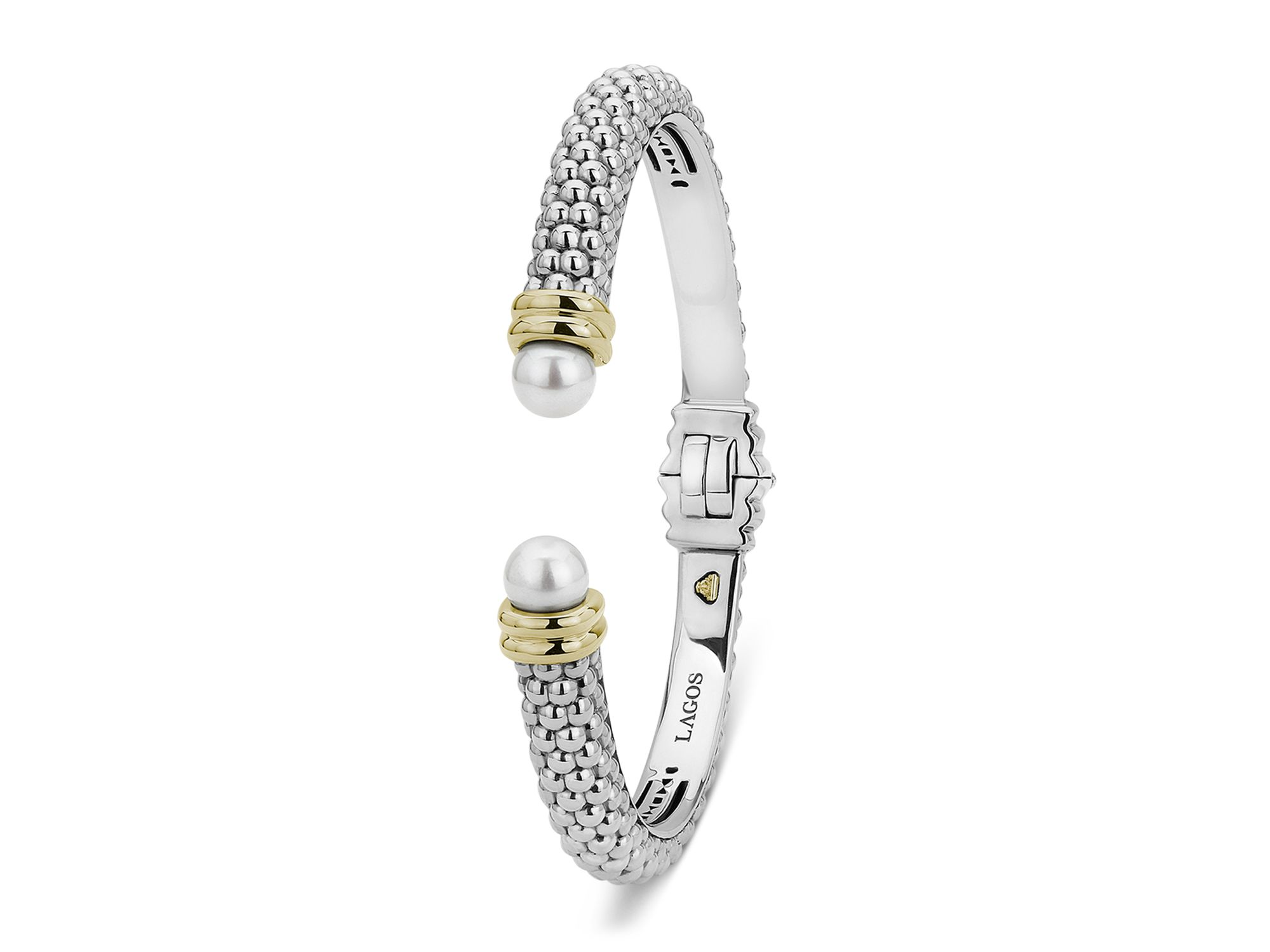 Sterling Silver and 18K Yellow Gold Luna Cultured Freshwater Pearl Cuff — Image 3