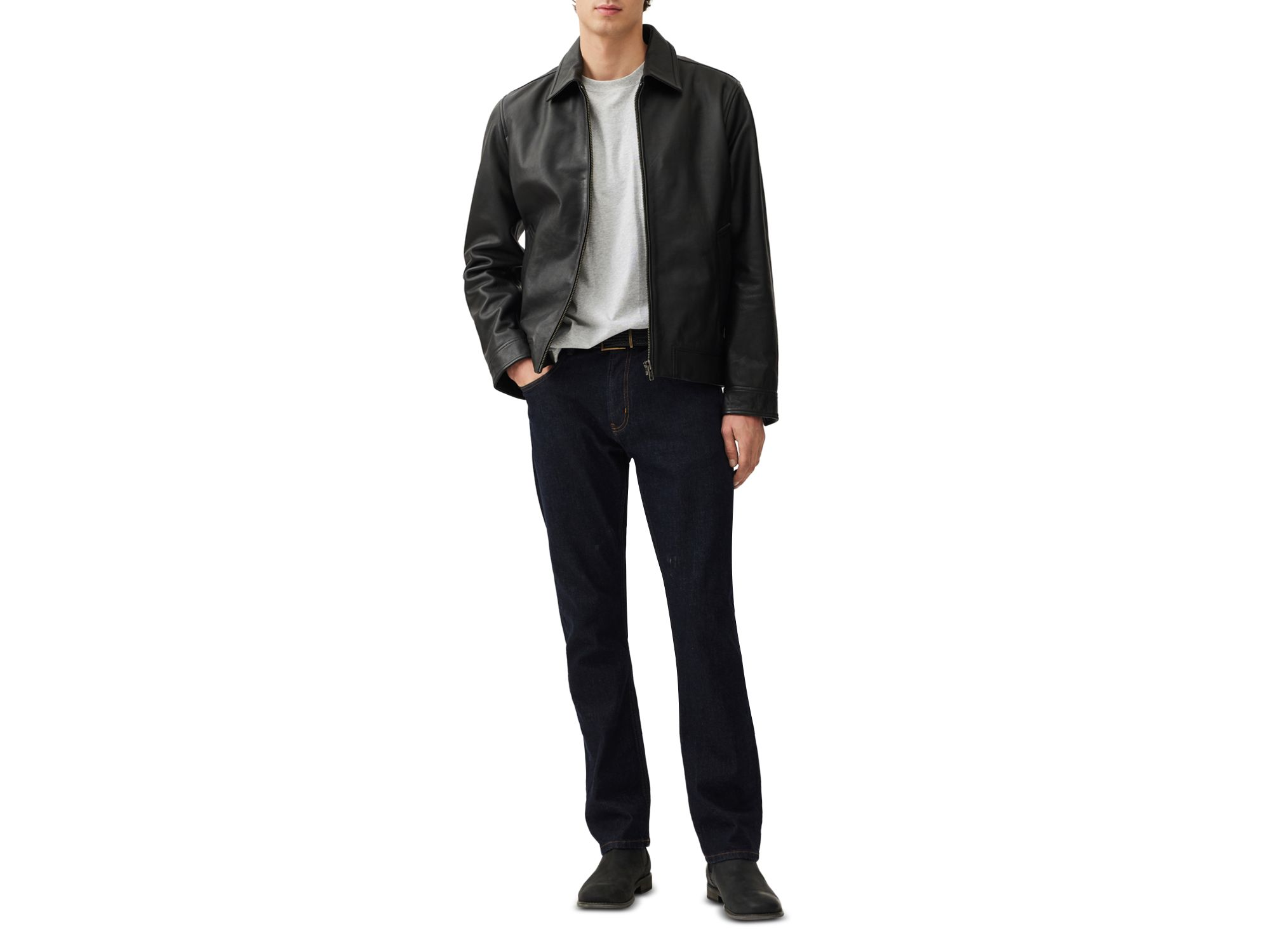 Haymarket Zip Front Leather Jacket — Image 3