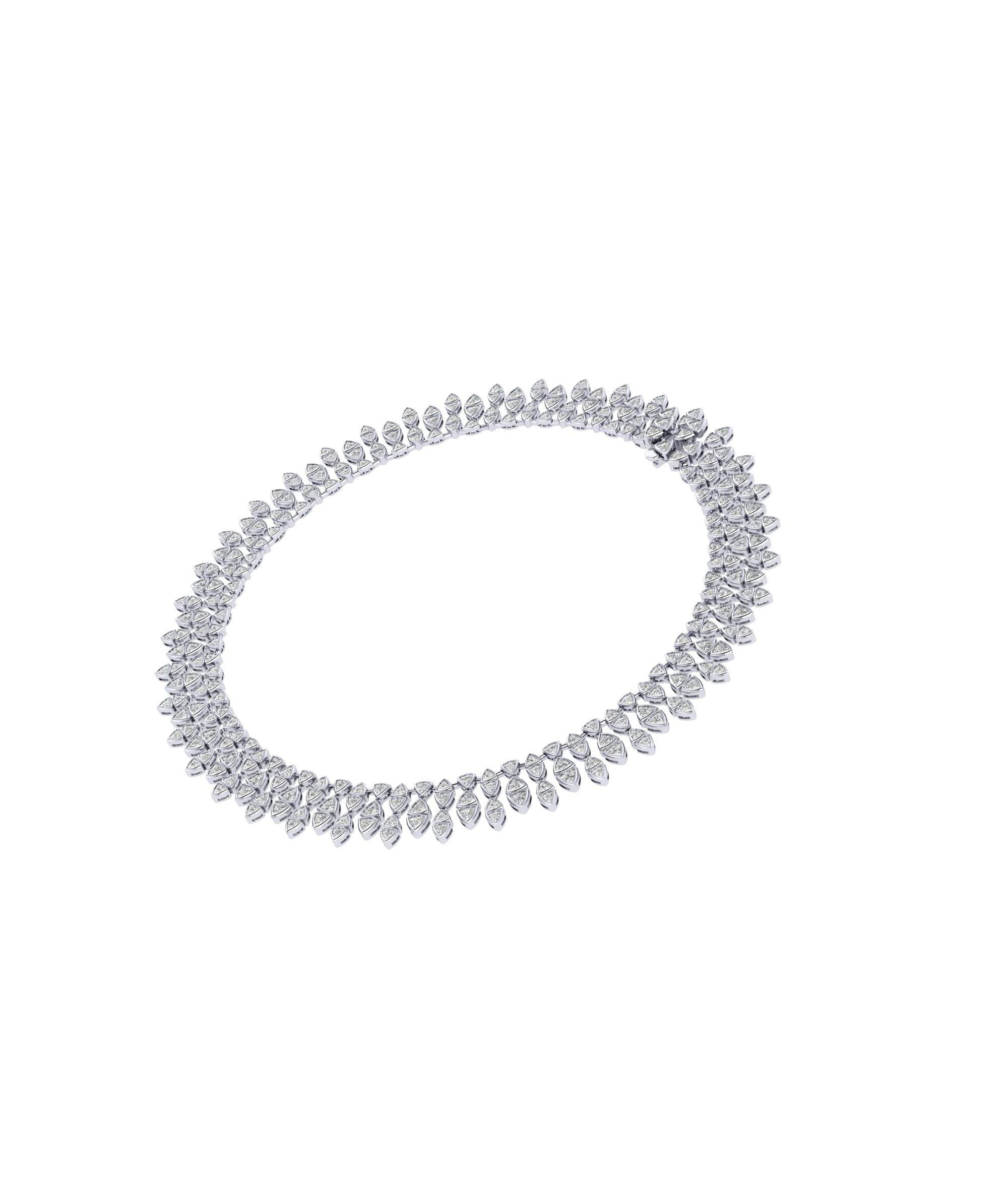 Trillion Cascade Necklace in 14K White Gold, 33ctw Trillion Lab Grown Diamonds — Image 4