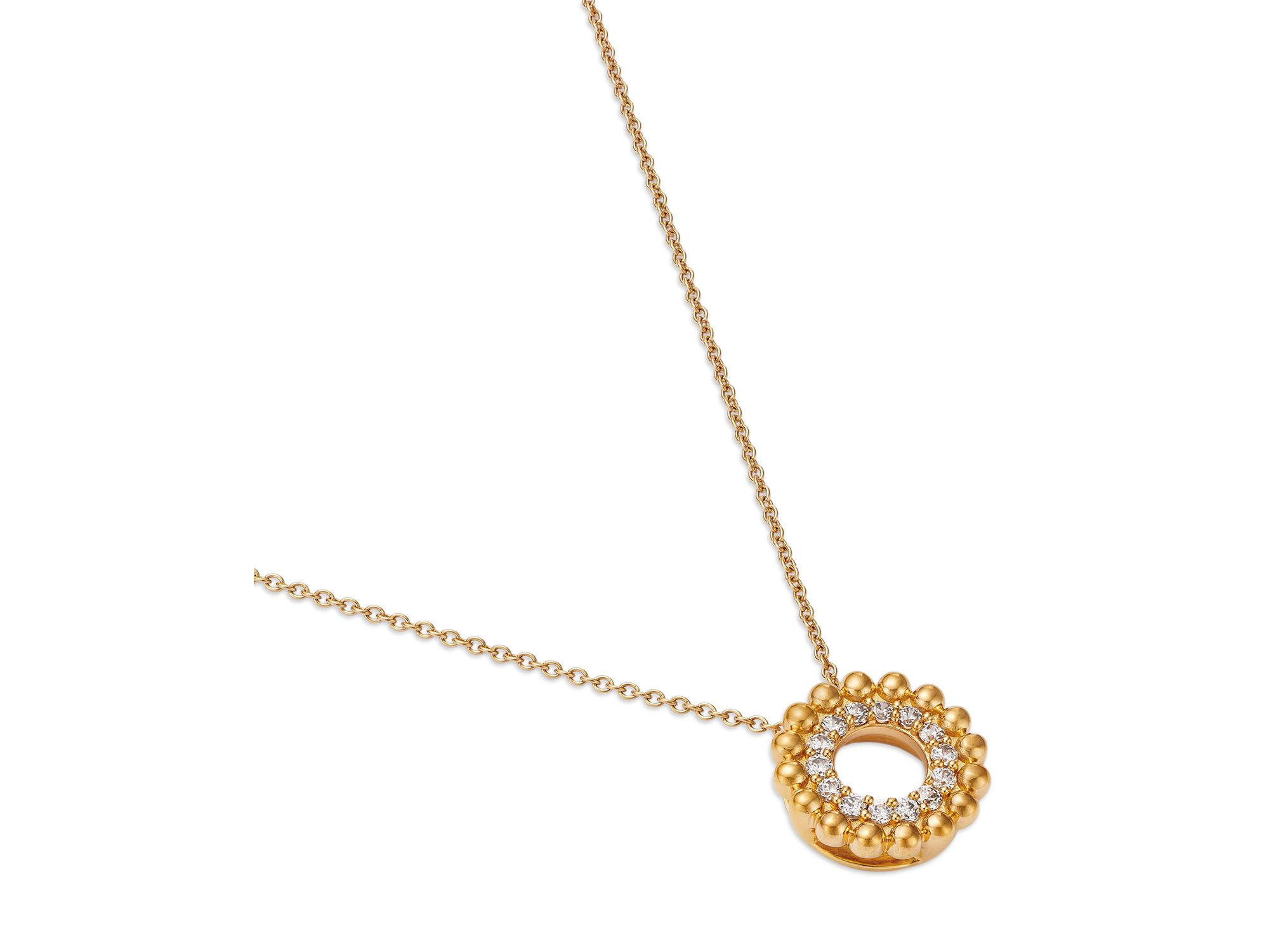 Diamond Circle Pendant Necklace in 14K Yellow Gold, 0.16 tcw — Image 3