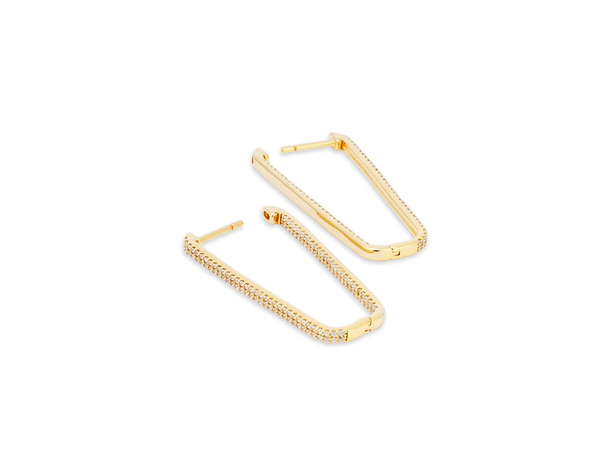 Diamond Geometric Hoop Earrings in 14K Yellow Gold, 1.0 tcw — Image 4