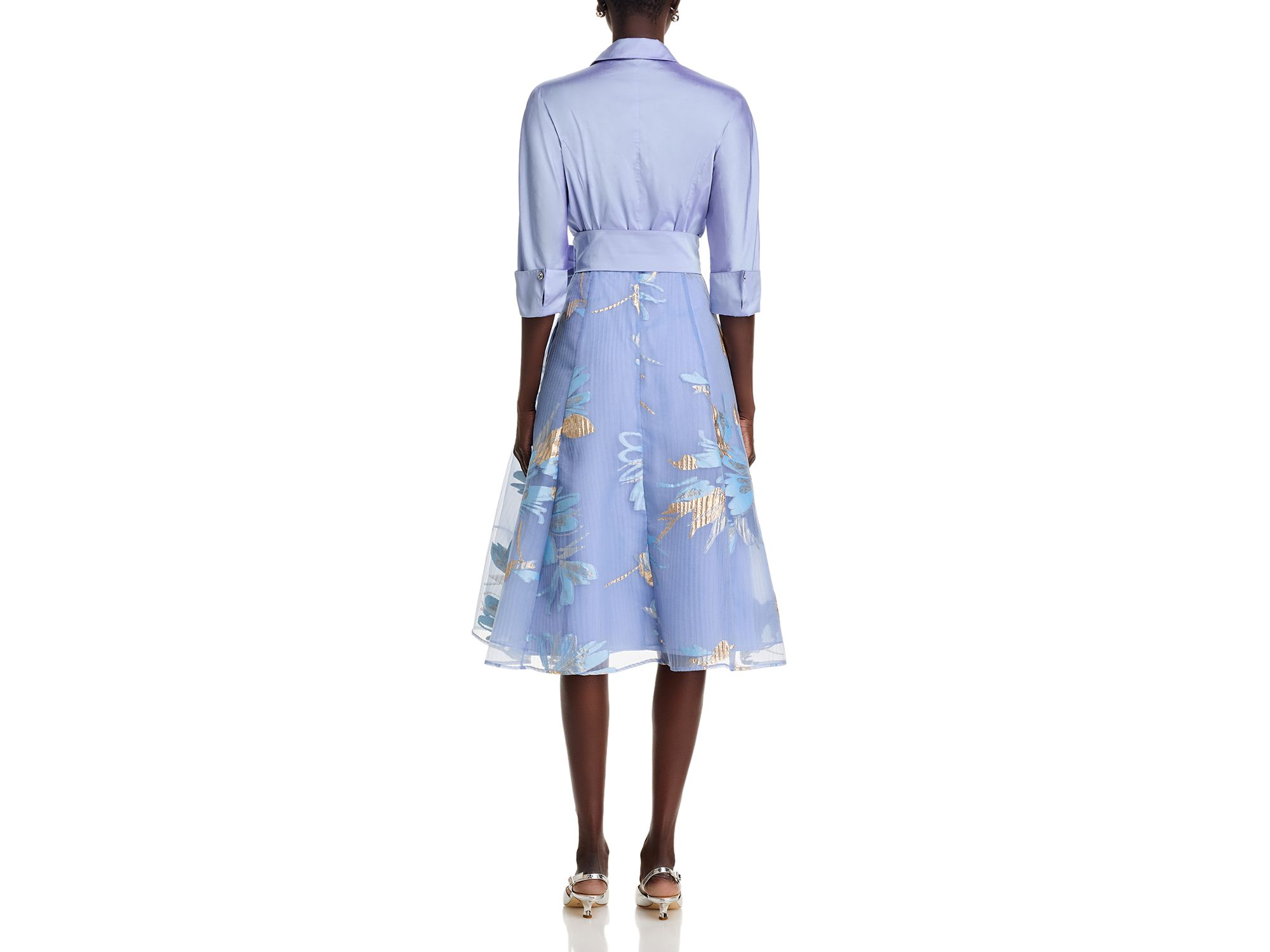 Textured Taffeta Floral Jacquard Shirt Dress — Image 4