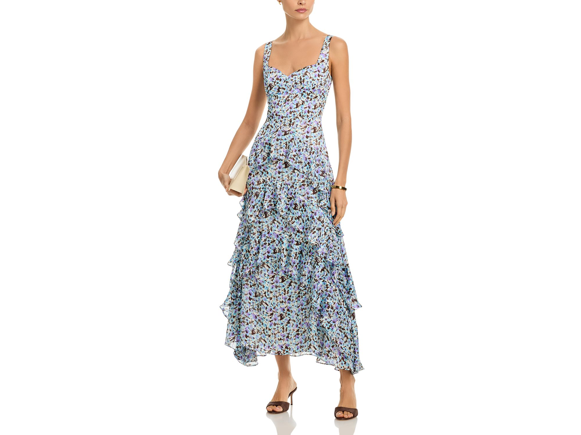 Sleeveless Floral Metallic Maxi Dress - Exclusive — Image 3