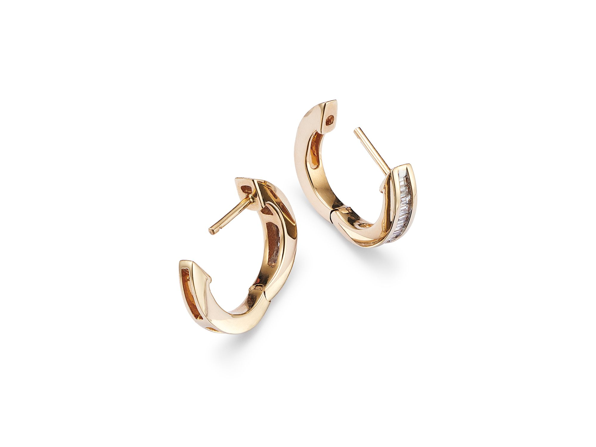 Channel Set Diamond Hoop Earrings in 14K Yellow Gold, 0.25 tcw — Image 4