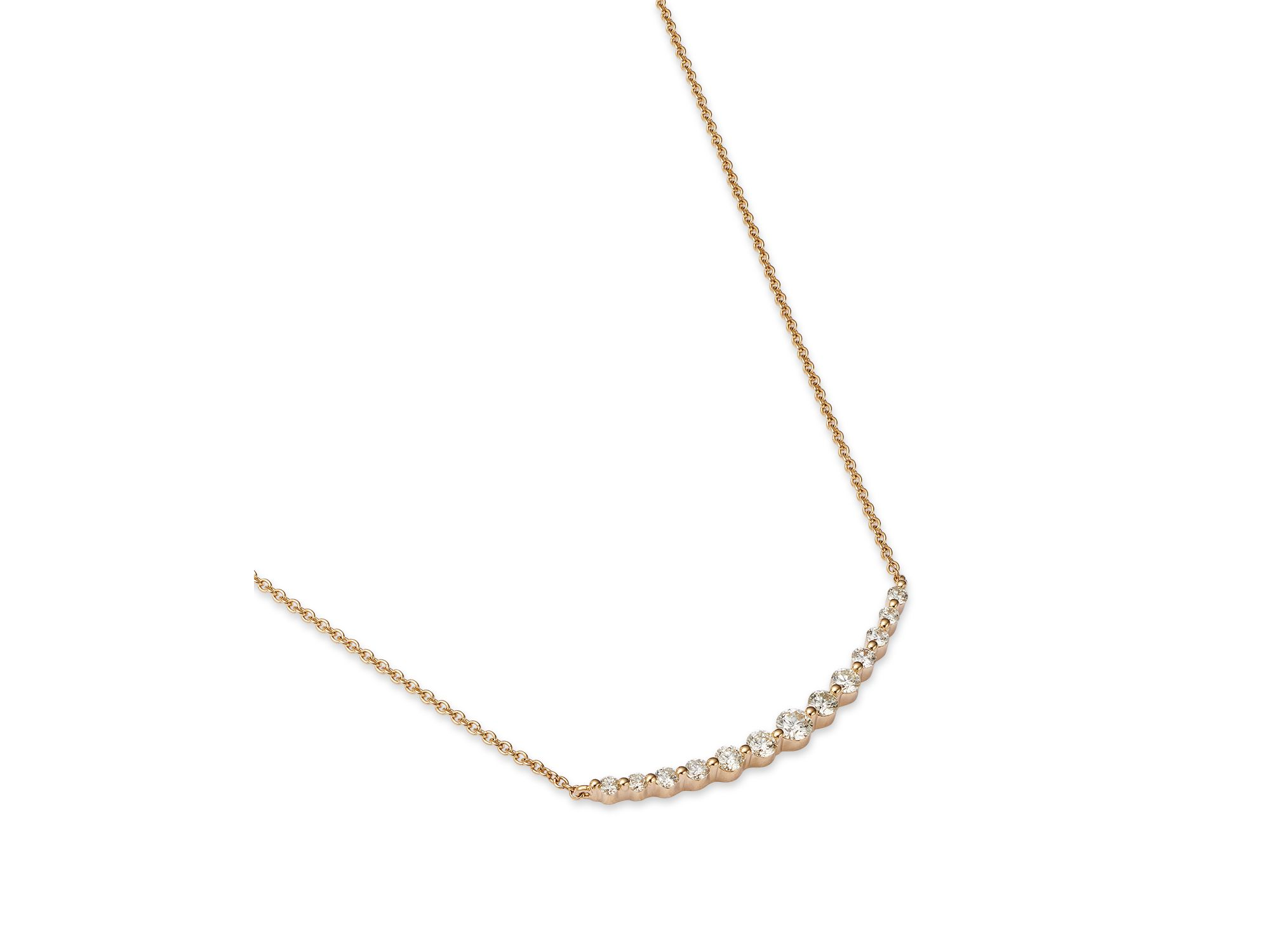 Diamond Curved Bar Necklace in 14K Yellow Gold, 0.30 tcw — Image 3
