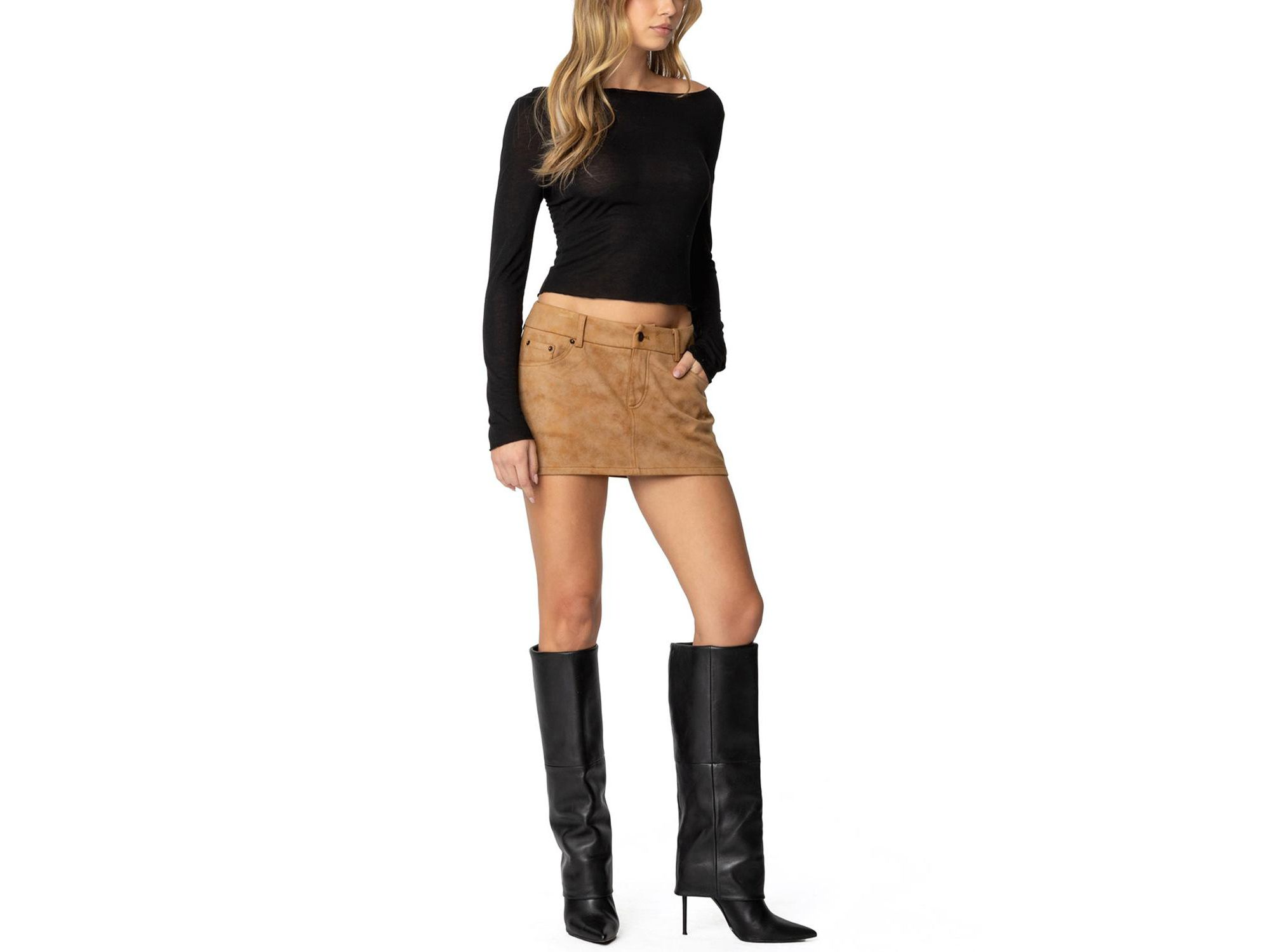Isa Faux Suede Mini Skirt — Image 3