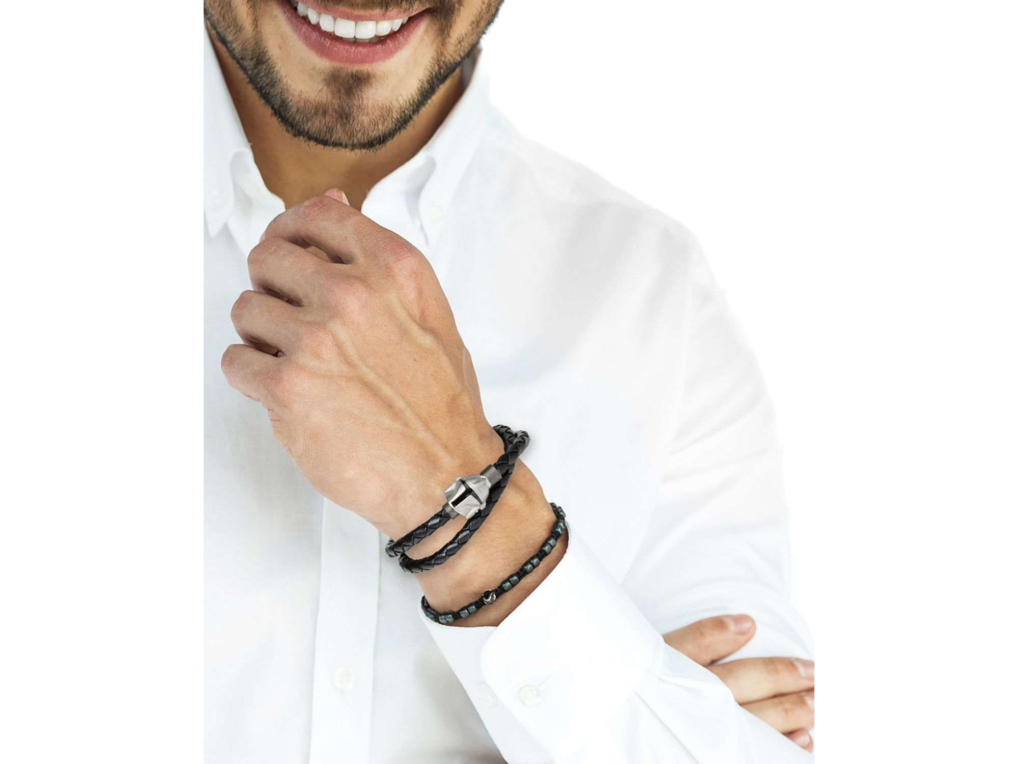 Mandalorian Helmet Double Wrap Leather Bracelet — Image 3