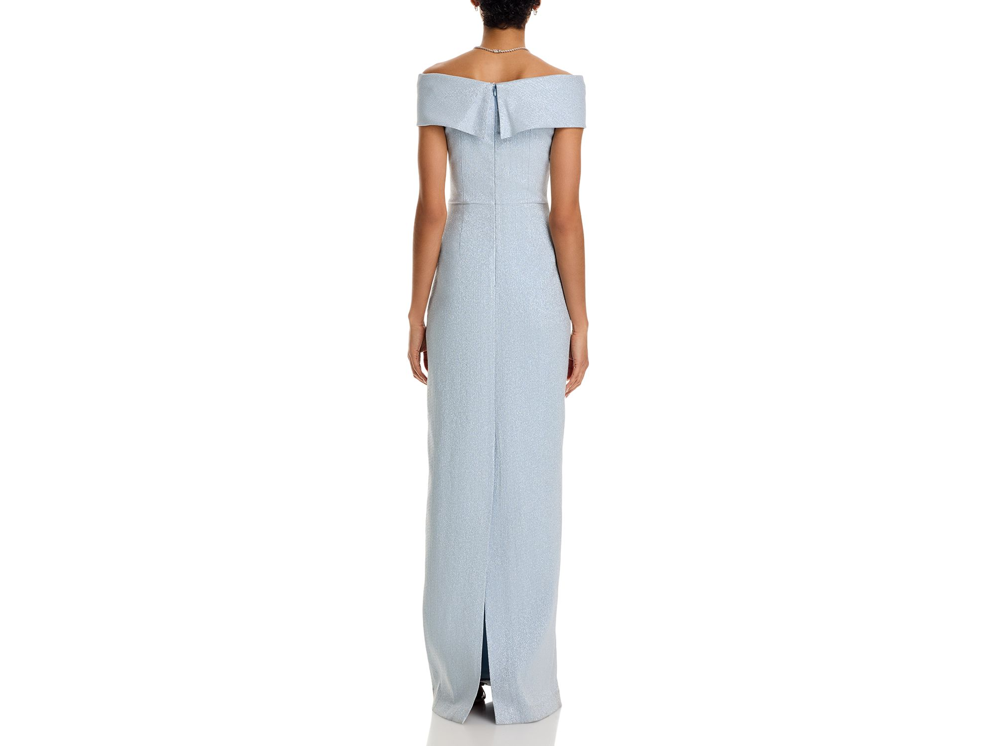 Metallic Jacquard Off-the-Shoulder Gown — Image 4