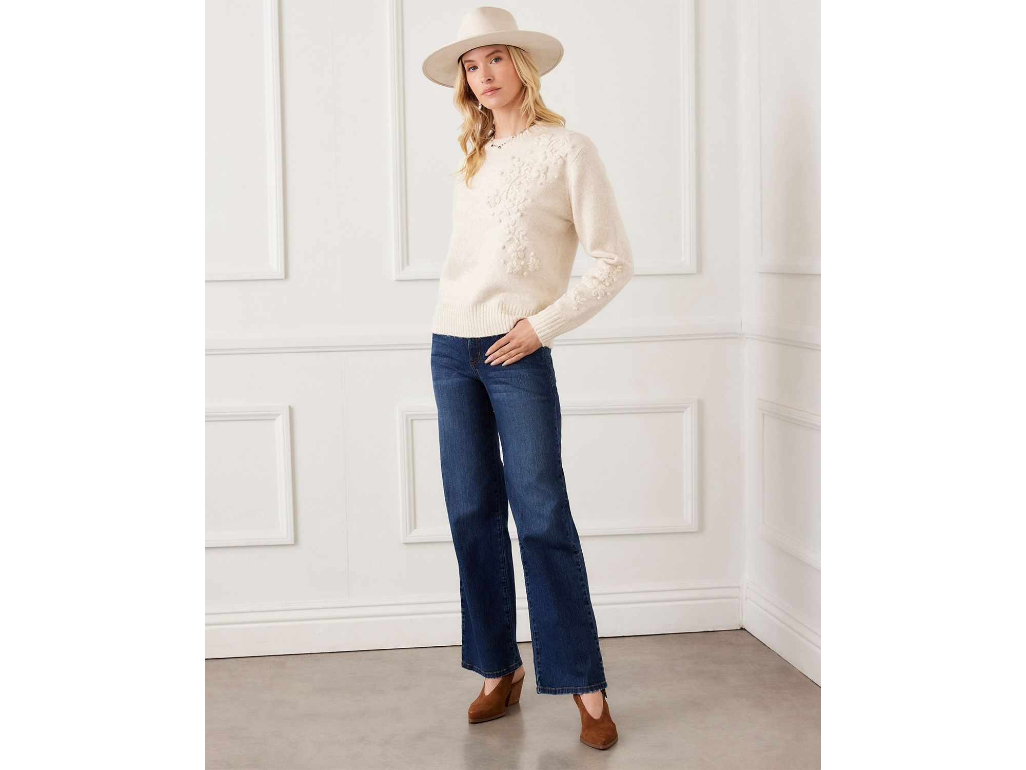 Hand Embroidered Flower Detail Sweater — Image 3